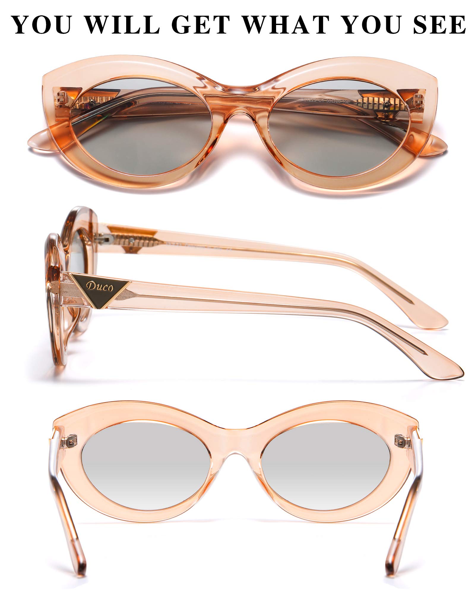 DUCO Cat Eye Sun Glass Retro Oval Sunglasses for Women Clout Glasses Vintage Polarized UV 400 Protection 1223 - Image 4