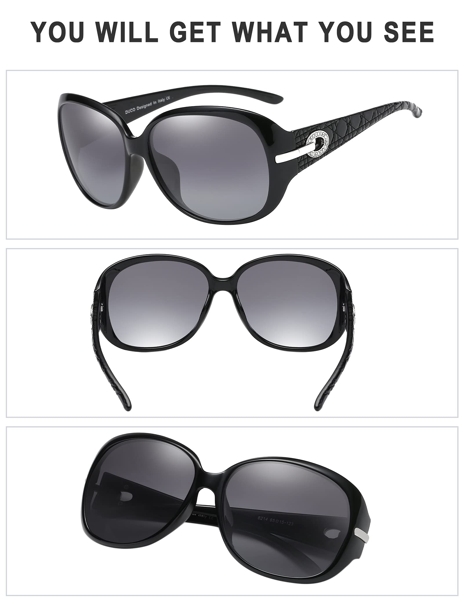 DUCO Classic Sunglasses for Women polarized womens sunglasses 100% UV Protection Shades 6214 - Image 3