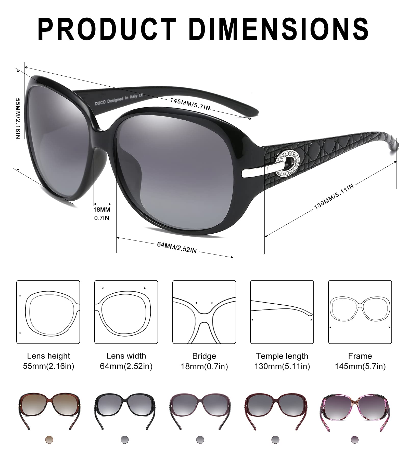 DUCO Classic Sunglasses for Women polarized womens sunglasses 100% UV Protection Shades 6214 - Image 4