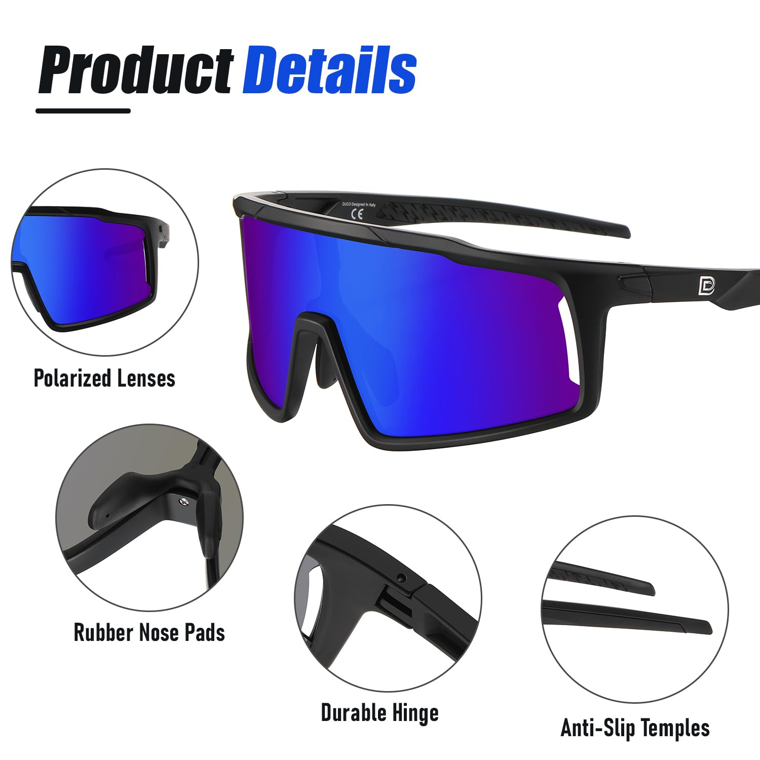 DUCO Cycling Glasses Men Women Polarized Sport Sunglasses UV400 Protection Lightweight Baseball Tennis Golf Baseball Running - Image 3