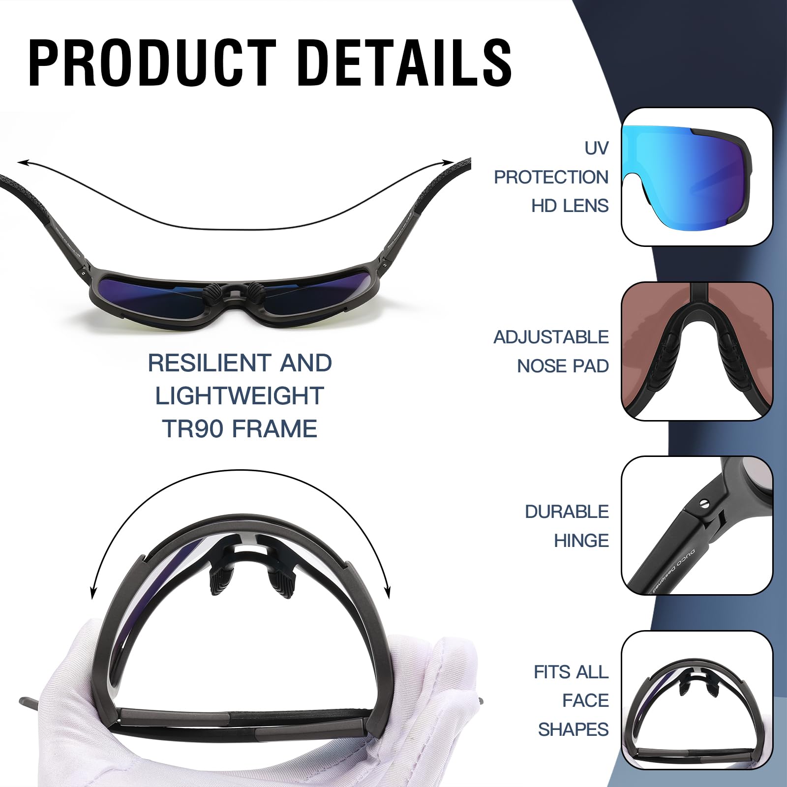 DUCO Cycling Sunglasses for Men UV400 Protection Sports Driving Fishing Mountain Bike Shades DC0025 - Image 3