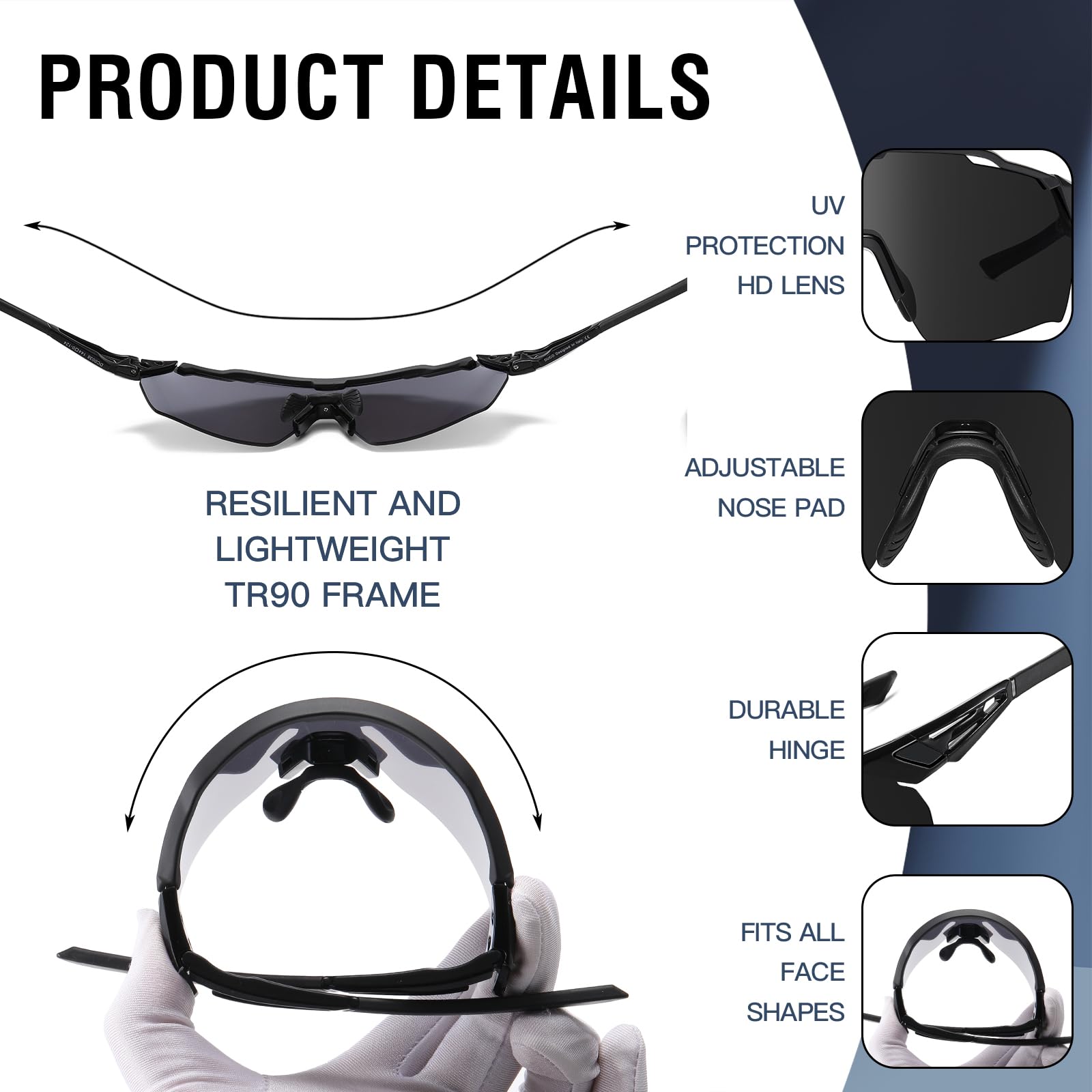 DUCO Cycling Sunglasses for Men Women Sports Sunglasses uv 400 Protection TR90 Baseball Driving Fishing Sun glasses 0038 - Image 4