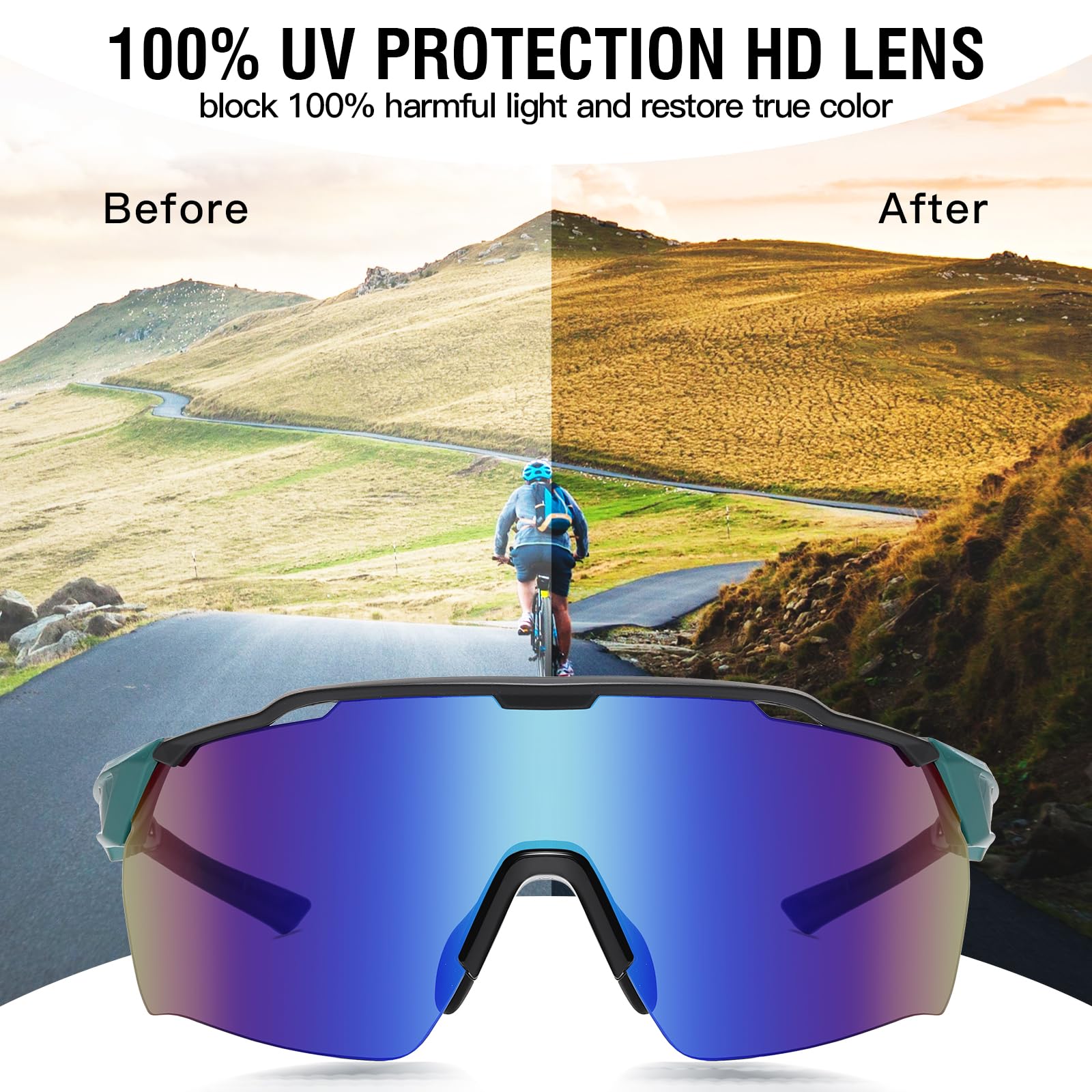 DUCO Cycling Sunglasses for Men Women Sports Sunglasses uv 400 Protection TR90 Baseball Driving Fishing Sun glasses 0038 - Image 3