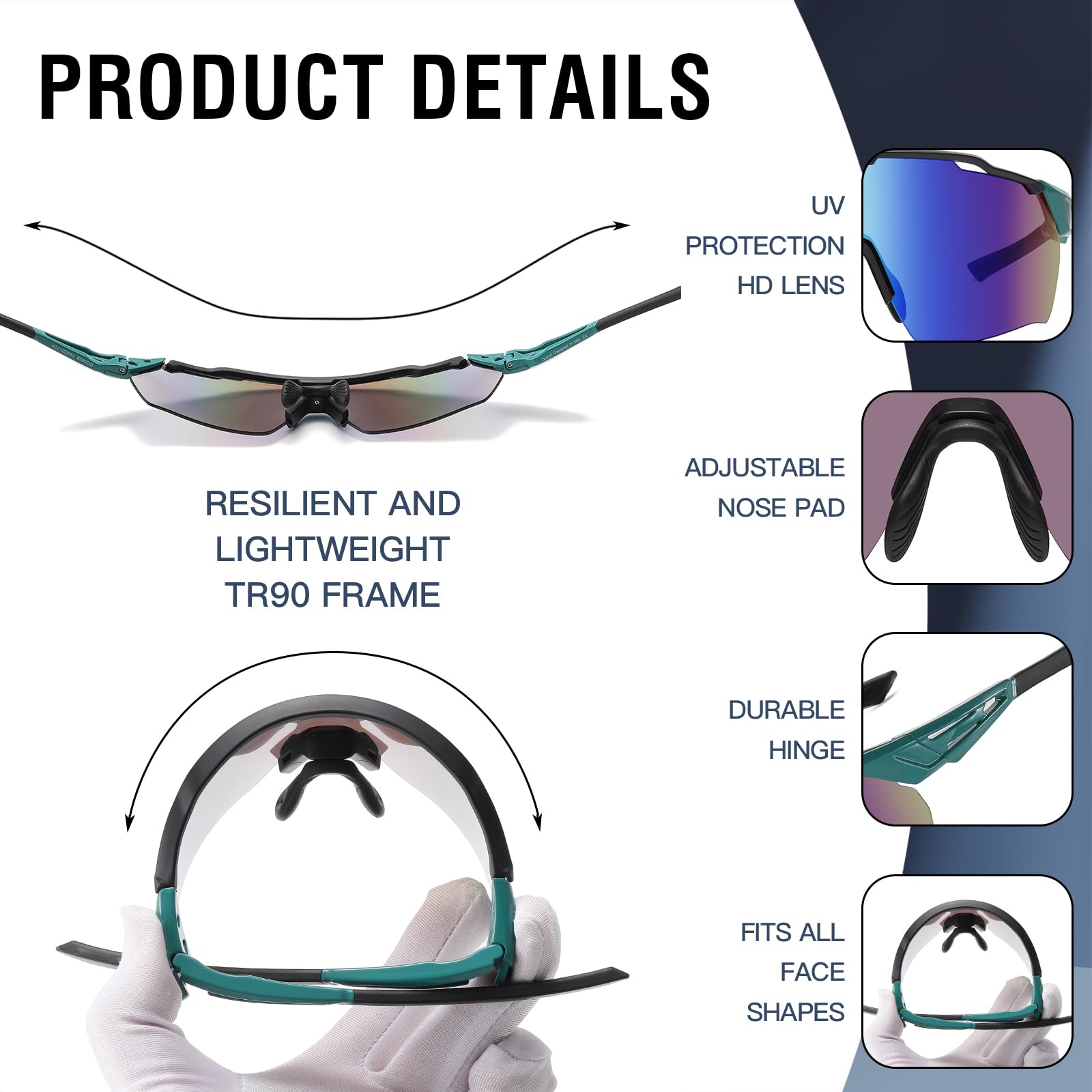 DUCO Cycling Sunglasses for Men Women Sports Sunglasses uv 400 Protection TR90 Baseball Driving Fishing Sun glasses 0038 - Image 4