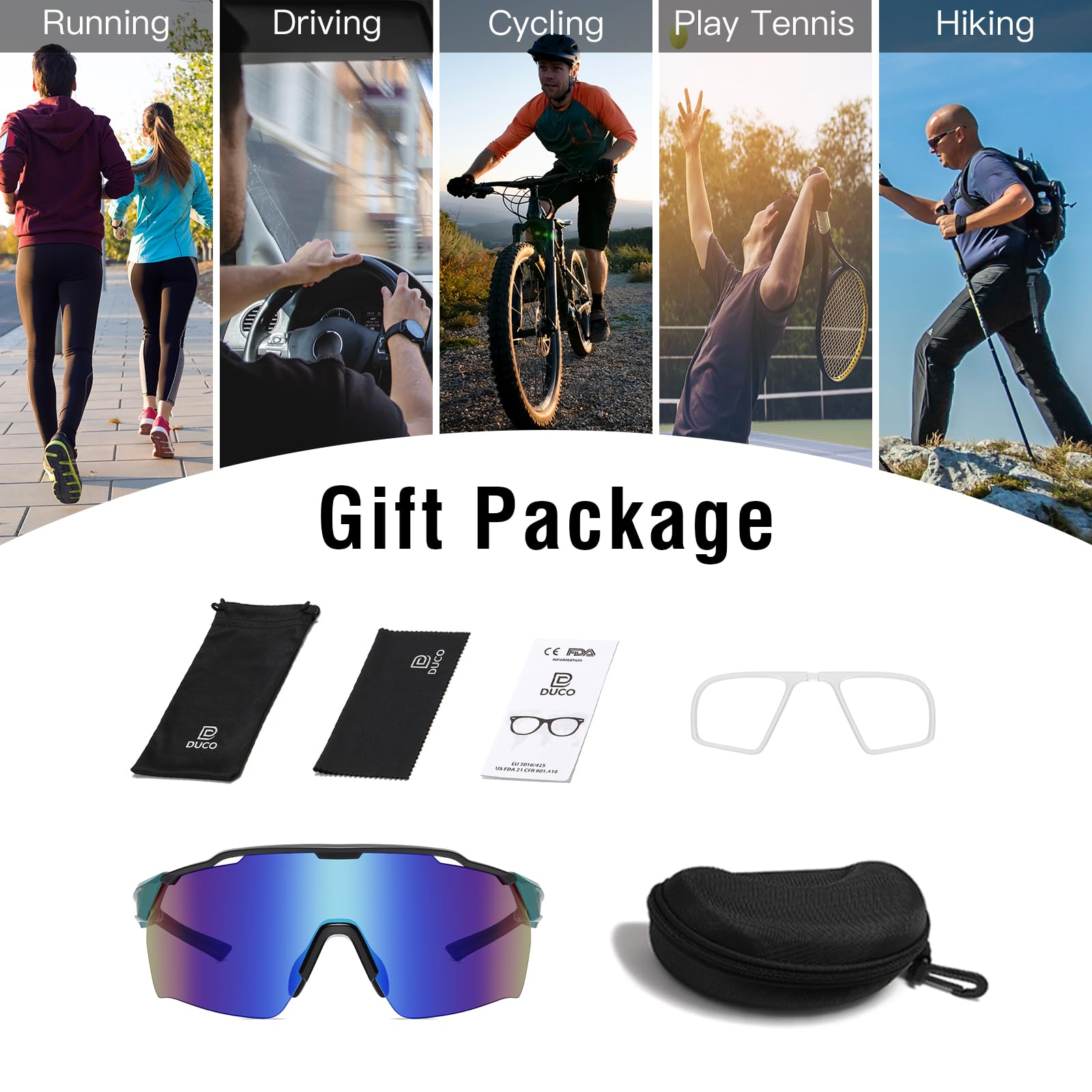 DUCO Cycling Sunglasses for Men Women Sports Sunglasses uv 400 Protection TR90 Baseball Driving Fishing Sun glasses 0038 - Image 6