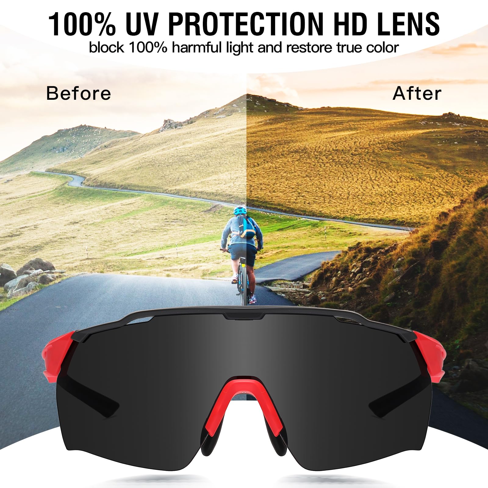 DUCO Cycling Sunglasses for Men Women Sports Sunglasses uv 400 Protection TR90 Baseball Driving Fishing Sun glasses 0038 - Image 3