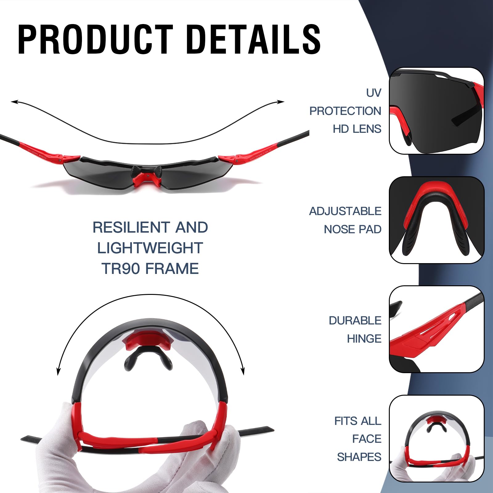 DUCO Cycling Sunglasses for Men Women Sports Sunglasses uv 400 Protection TR90 Baseball Driving Fishing Sun glasses 0038 - Image 4