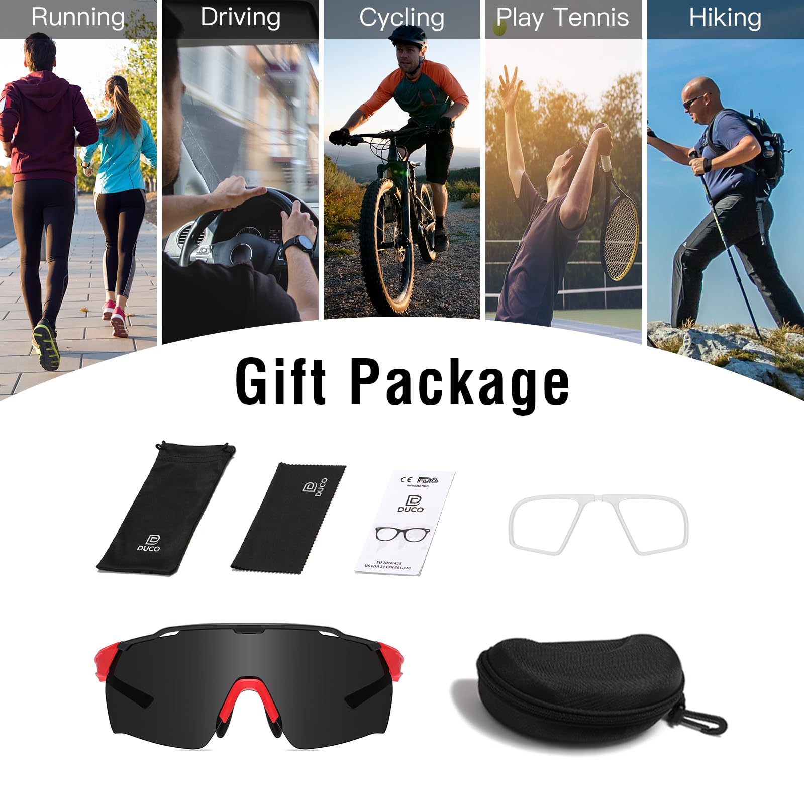 DUCO Cycling Sunglasses for Men Women Sports Sunglasses uv 400 Protection TR90 Baseball Driving Fishing Sun glasses 0038 - Image 6