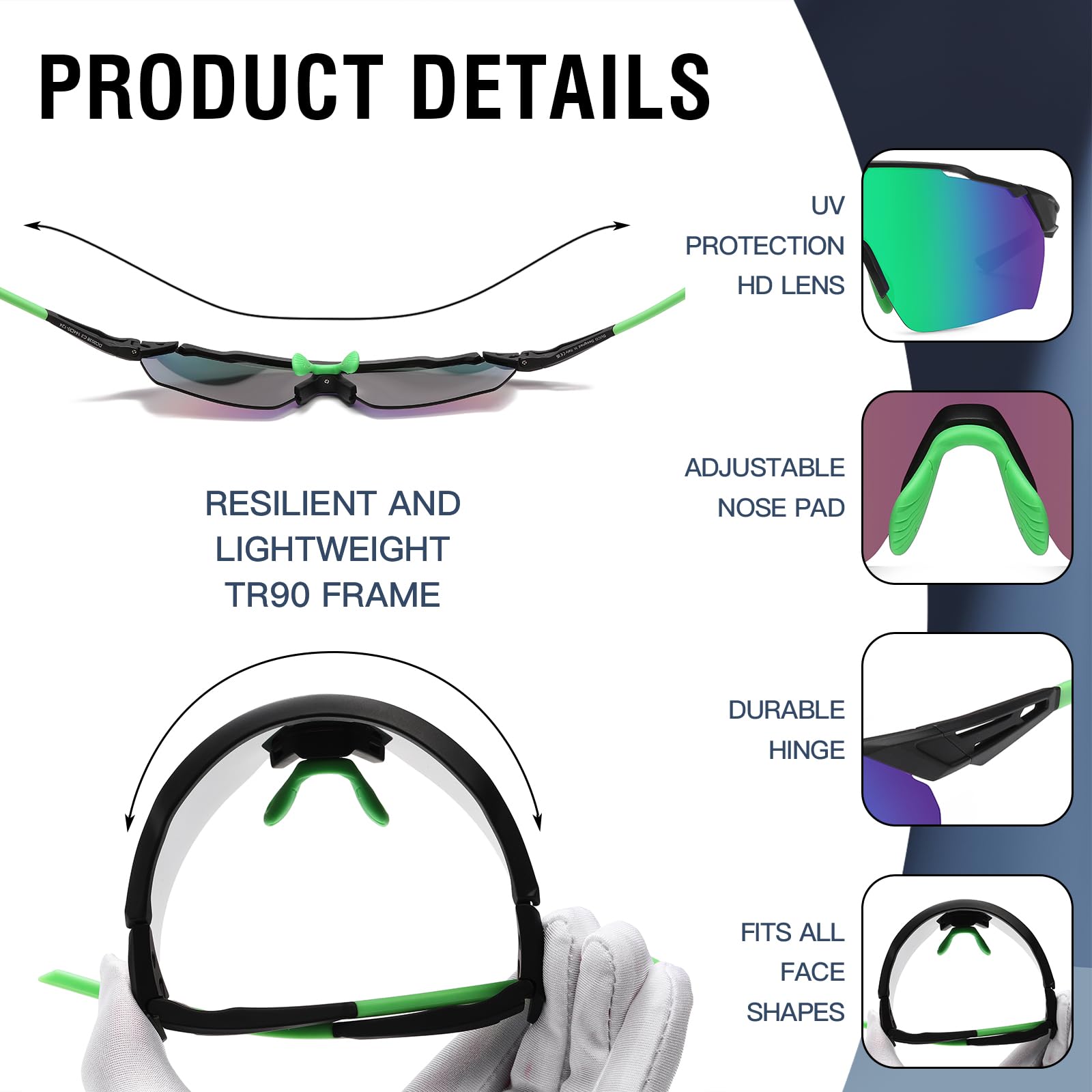 DUCO Cycling Sunglasses for Men Women Sports Sunglasses uv 400 Protection TR90 Baseball Driving Fishing Sun glasses 0038 - Image 4