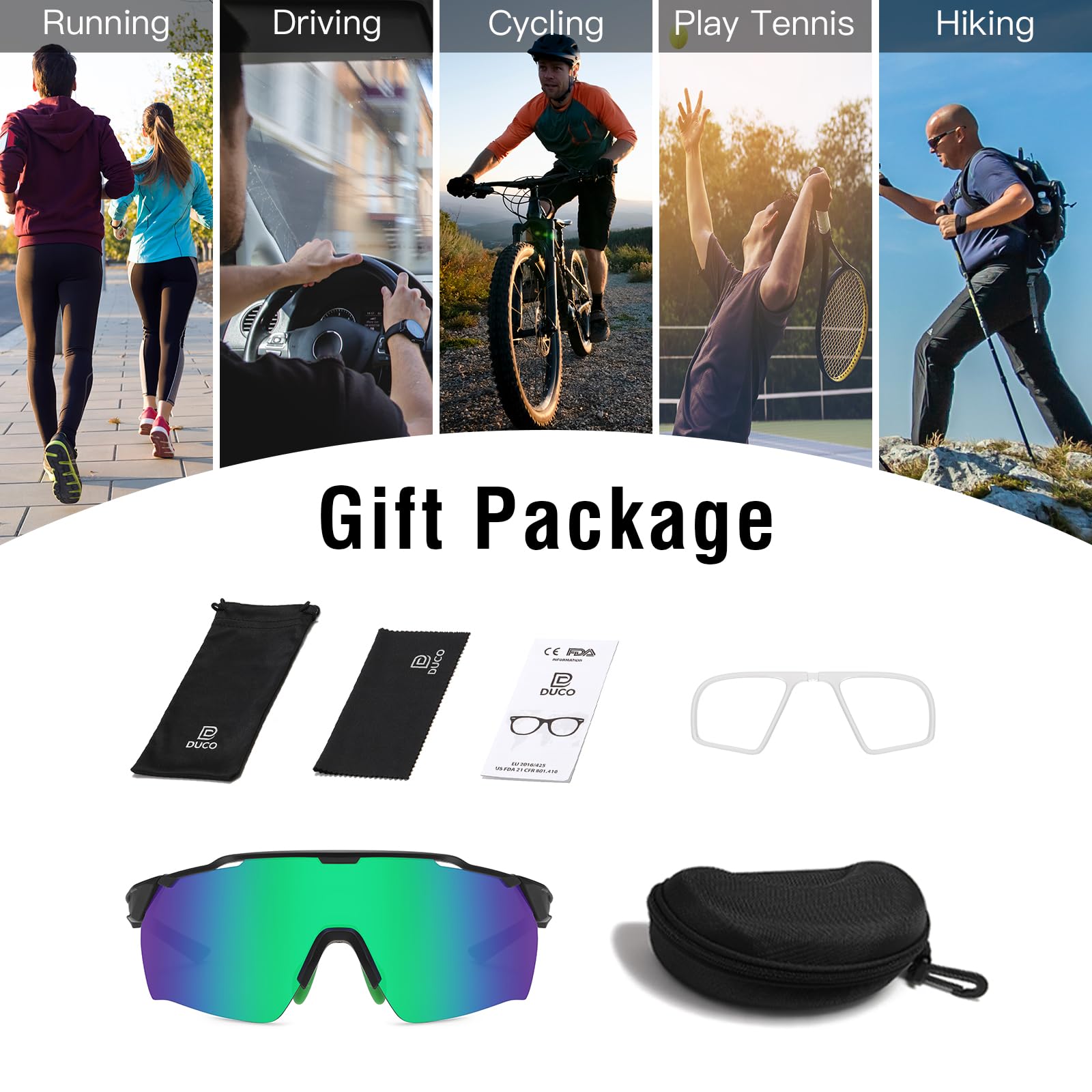 DUCO Cycling Sunglasses for Men Women Sports Sunglasses uv 400 Protection TR90 Baseball Driving Fishing Sun glasses 0038 - Image 6