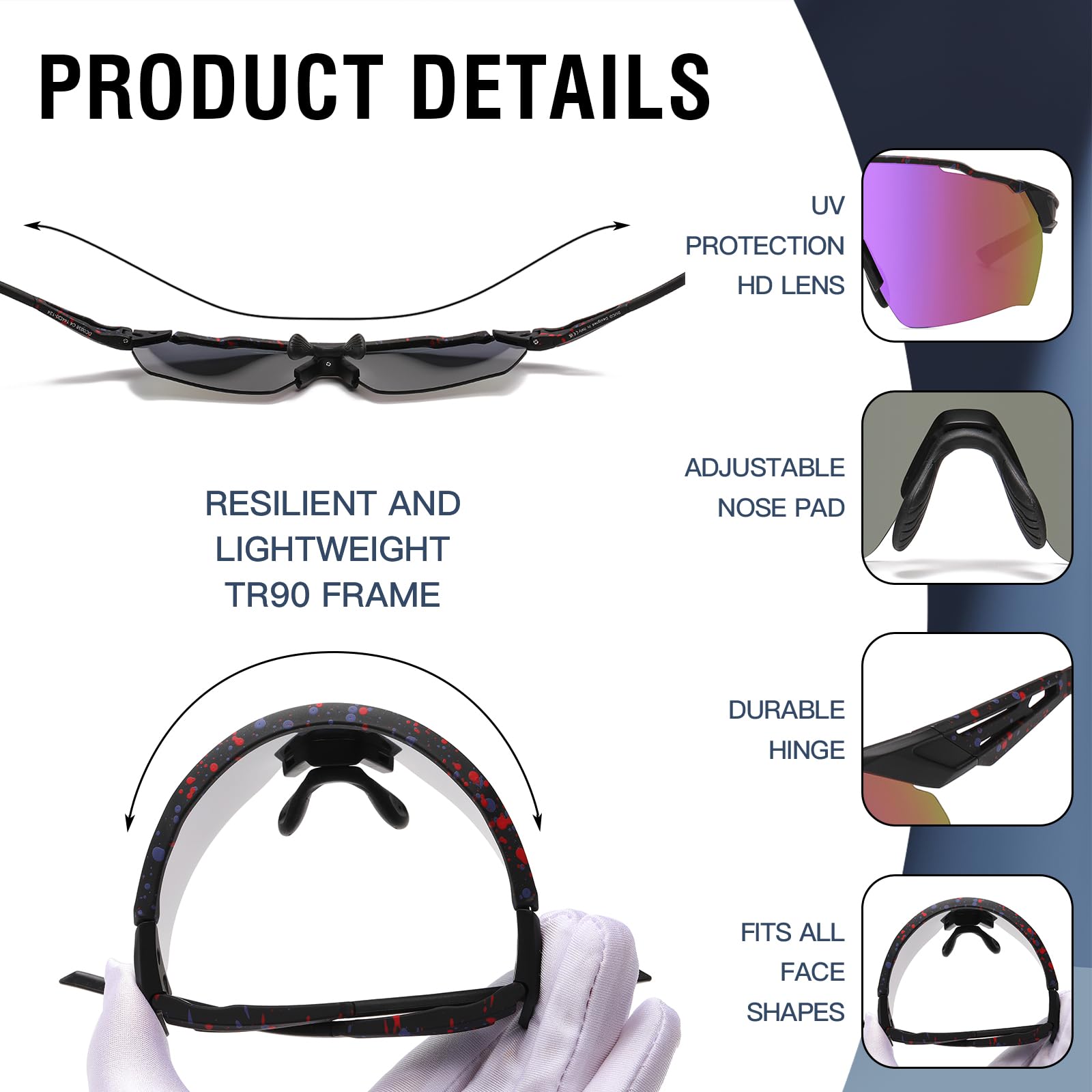 DUCO Cycling Sunglasses for Men Women Sports Sunglasses uv 400 Protection TR90 Baseball Driving Fishing Sun glasses 0038 - Image 4