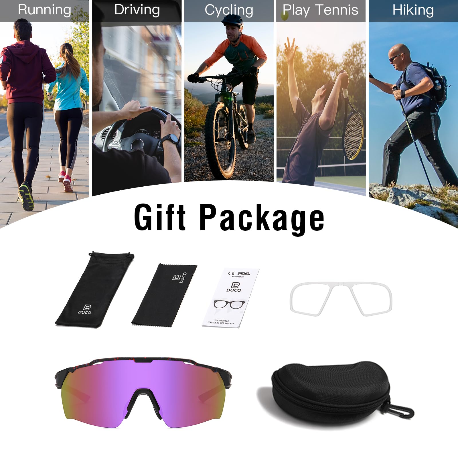DUCO Cycling Sunglasses for Men Women Sports Sunglasses uv 400 Protection TR90 Baseball Driving Fishing Sun glasses 0038 - Image 6