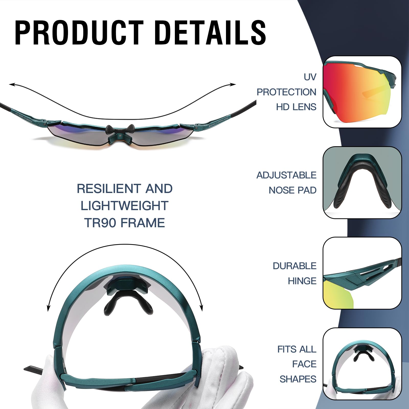 DUCO Cycling Sunglasses for Men Women Sports Sunglasses uv 400 Protection TR90 Baseball Driving Fishing Sun glasses 0038 - Image 4