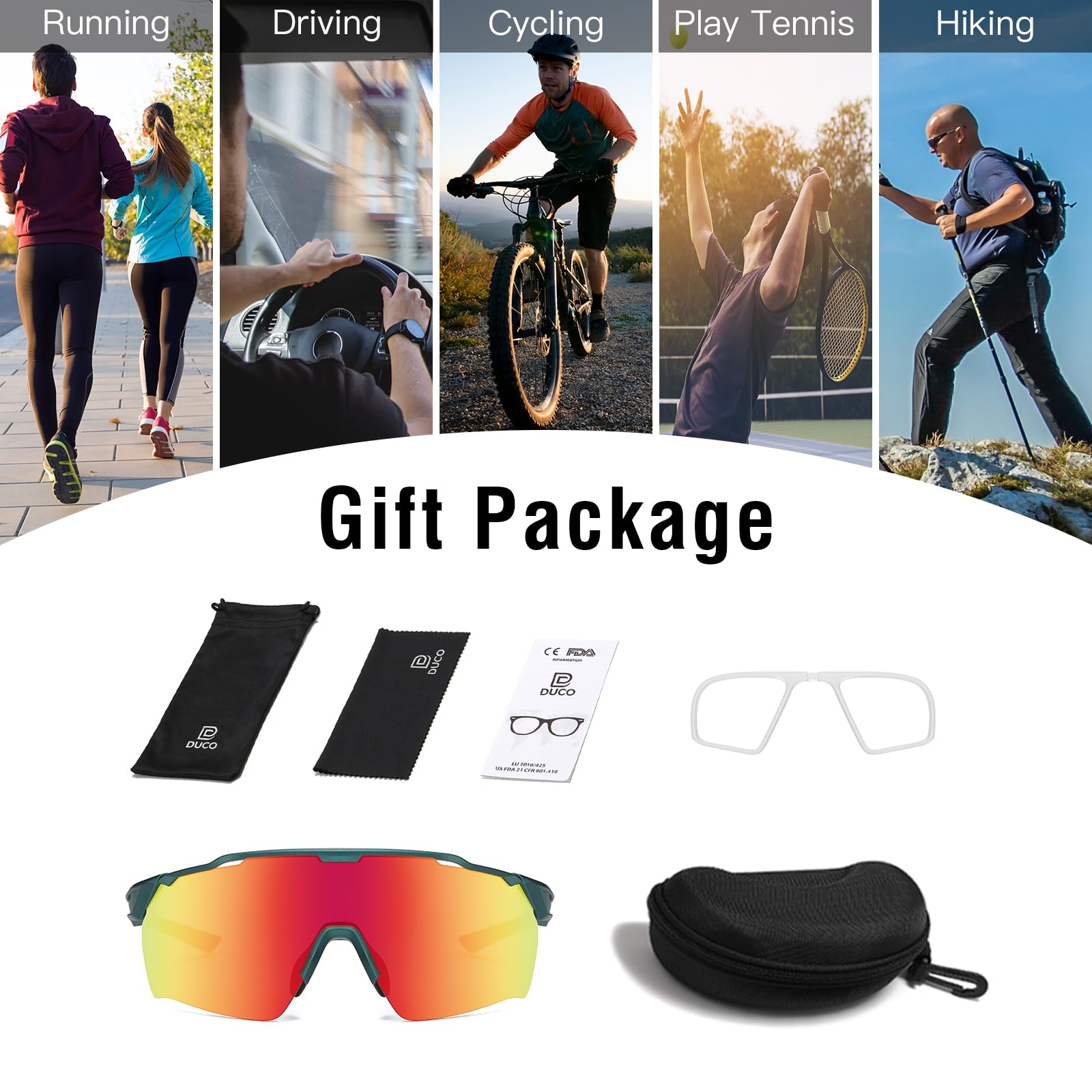 DUCO Cycling Sunglasses for Men Women Sports Sunglasses uv 400 Protection TR90 Baseball Driving Fishing Sun glasses 0038 - Image 6