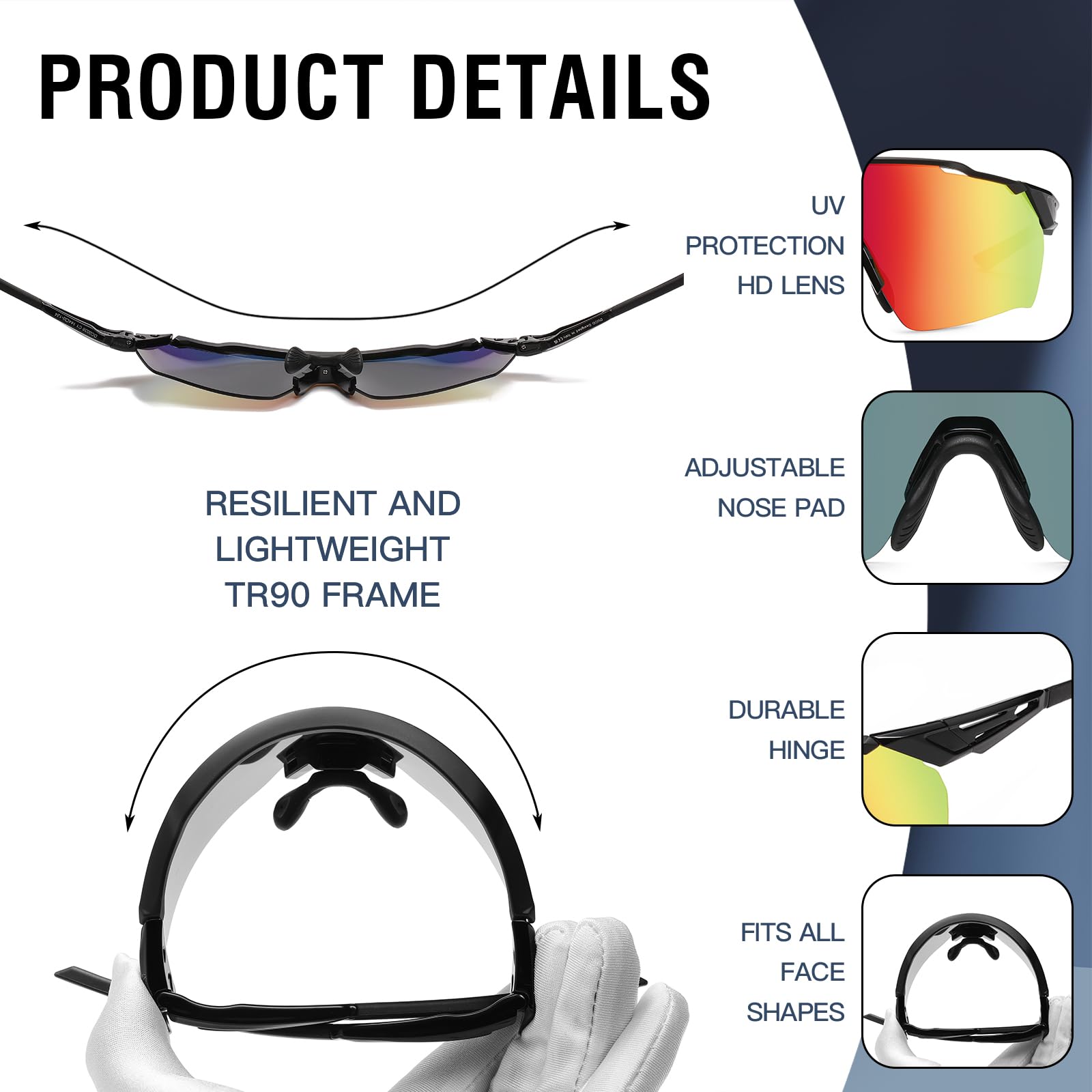 DUCO Cycling Sunglasses for Men Women Sports Sunglasses uv 400 Protection TR90 Baseball Driving Fishing Sun glasses 0038 - Image 4