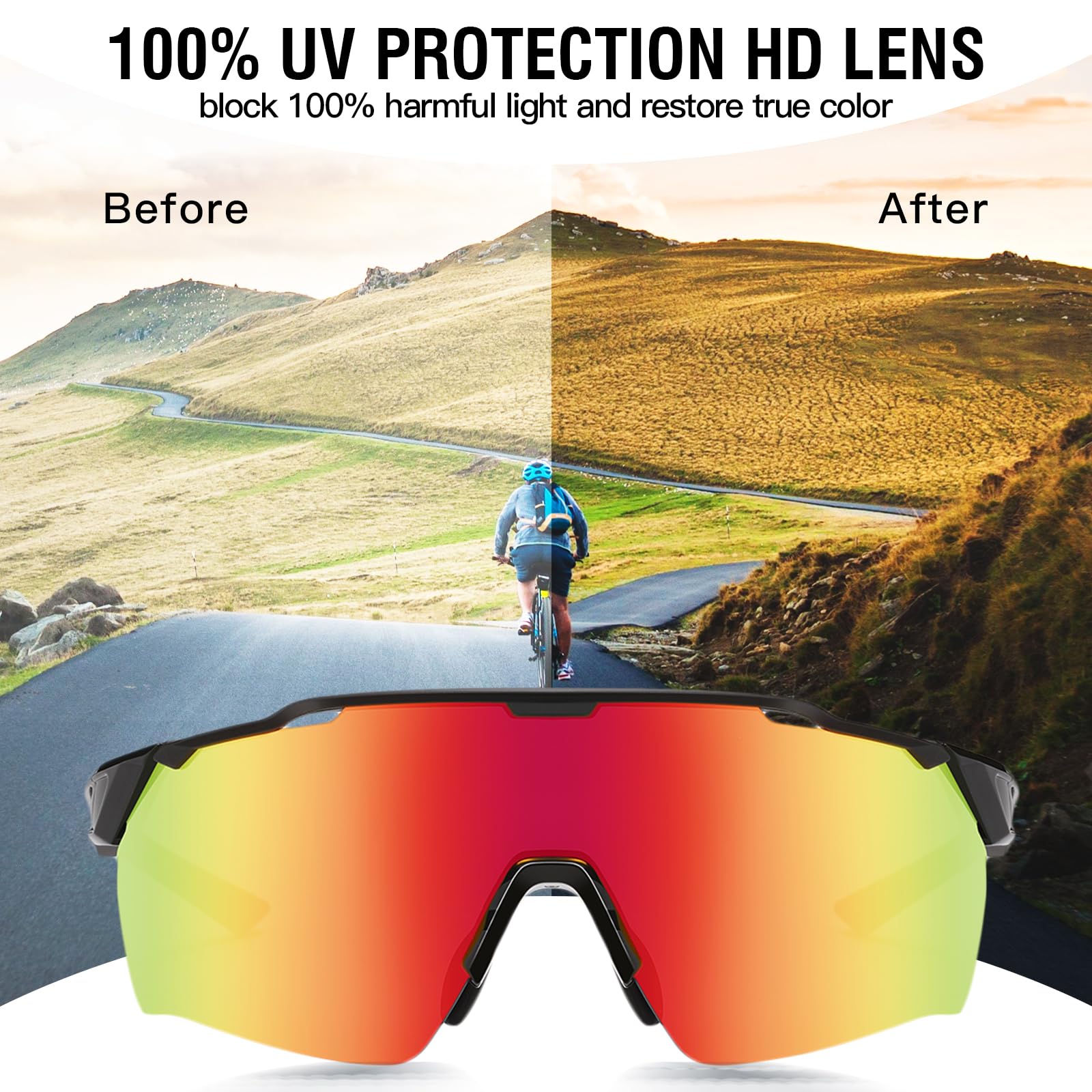 DUCO Cycling Sunglasses for Men Women Sports Sunglasses uv 400 Protection TR90 Baseball Driving Fishing Sun glasses 0038 - Image 5