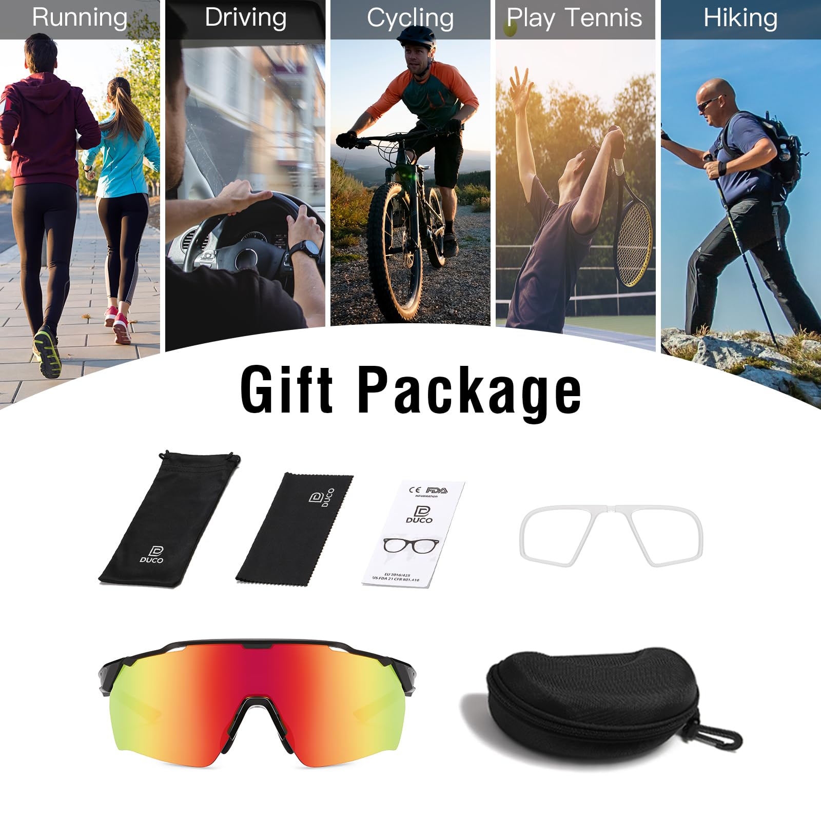 DUCO Cycling Sunglasses for Men Women Sports Sunglasses uv 400 Protection TR90 Baseball Driving Fishing Sun glasses 0038 - Image 6