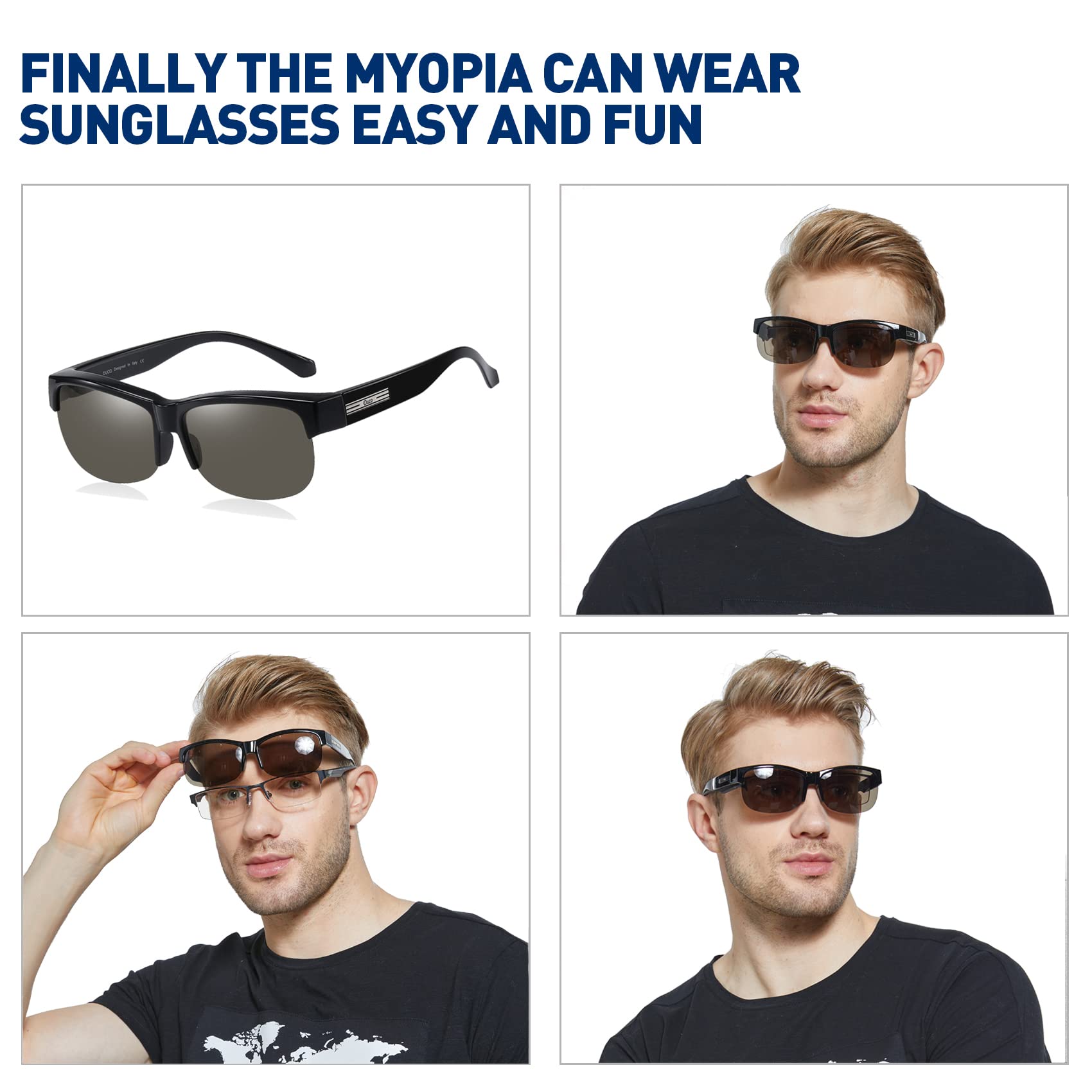 DUCO Fit Over Glasses Unisex Wraparound Glasses Fashion Rimless Wear Over Glasses Polarized Sunglasses for Men and Women 8960 - Image 4