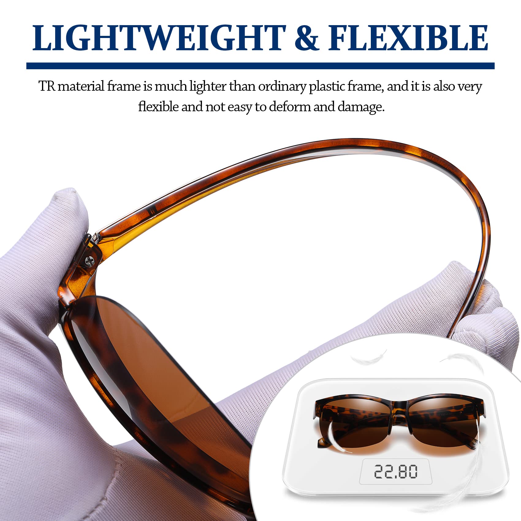 DUCO Fit Over Glasses Unisex Wraparound Glasses Fashion Rimless Wear Over Glasses Polarized Sunglasses for Men and Women 8960 - Image 6