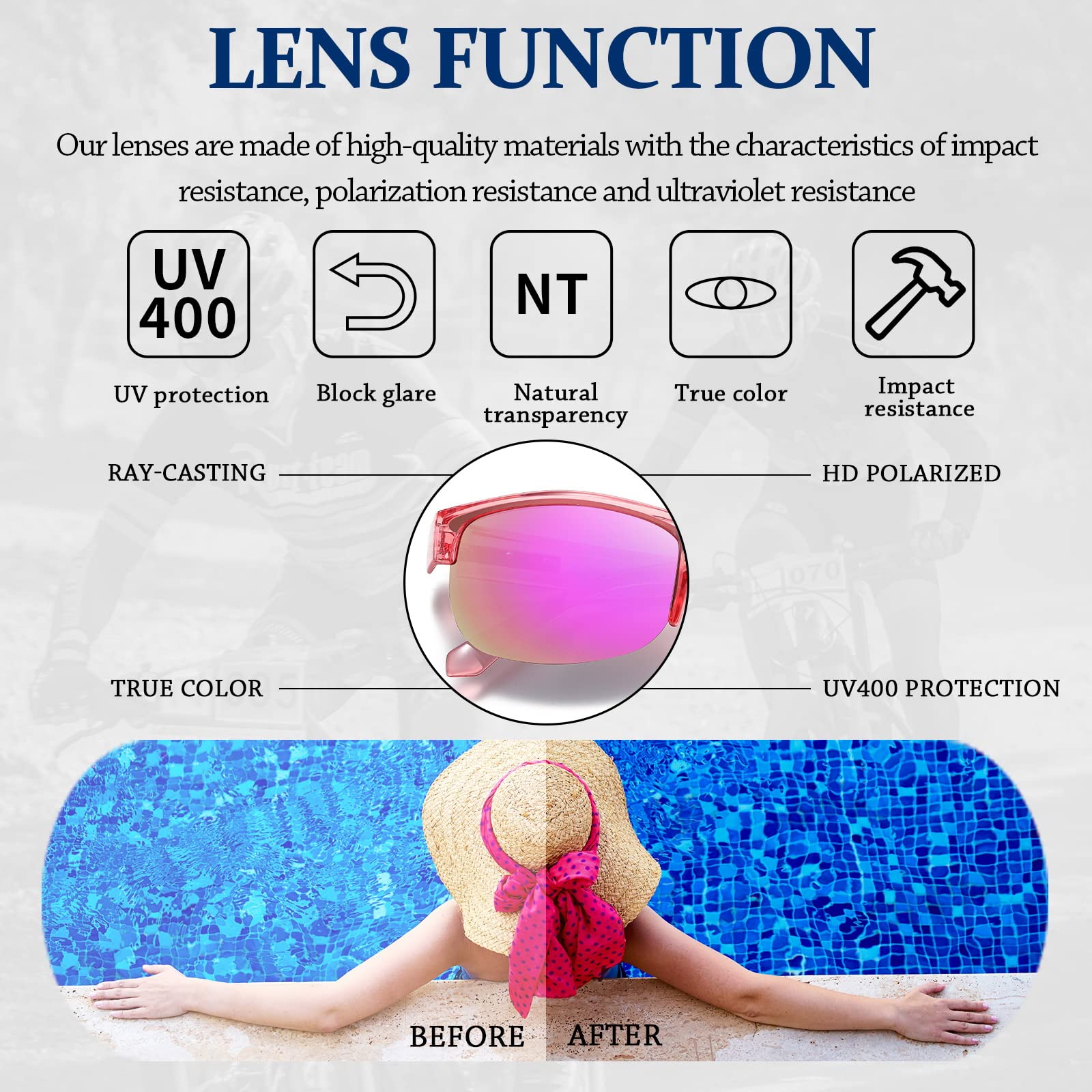 DUCO Fit Over Glasses Unisex Wraparound Glasses Fashion Rimless Wear Over Glasses Polarized Sunglasses for Men and Women 8960 - Image 8