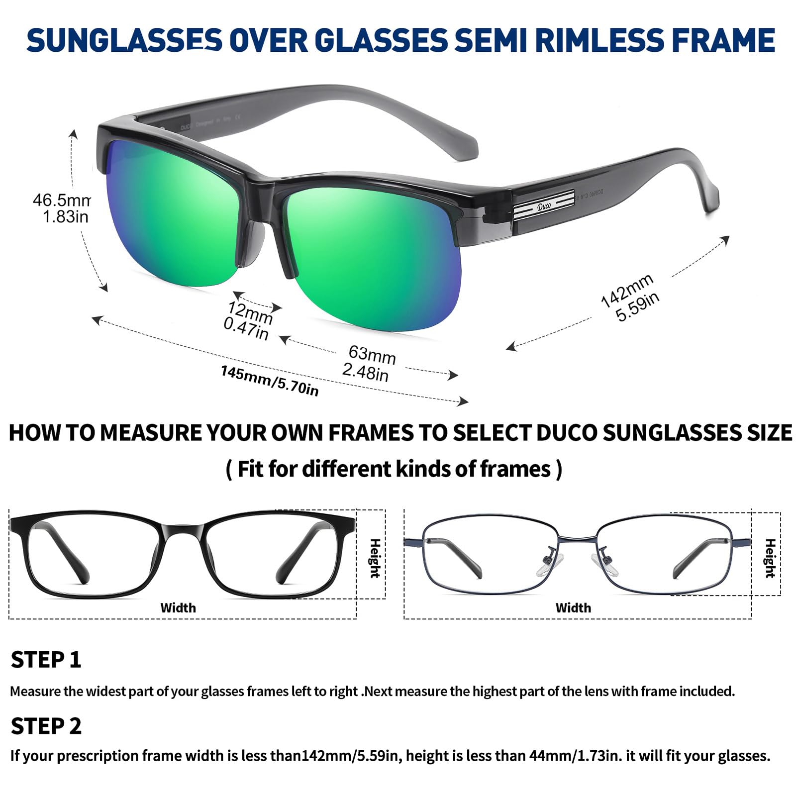 DUCO Fit Over Glasses Unisex Wraparound Glasses Fashion Rimless Wear Over Glasses Polarized Sunglasses for Men and Women 8960 - Image 4