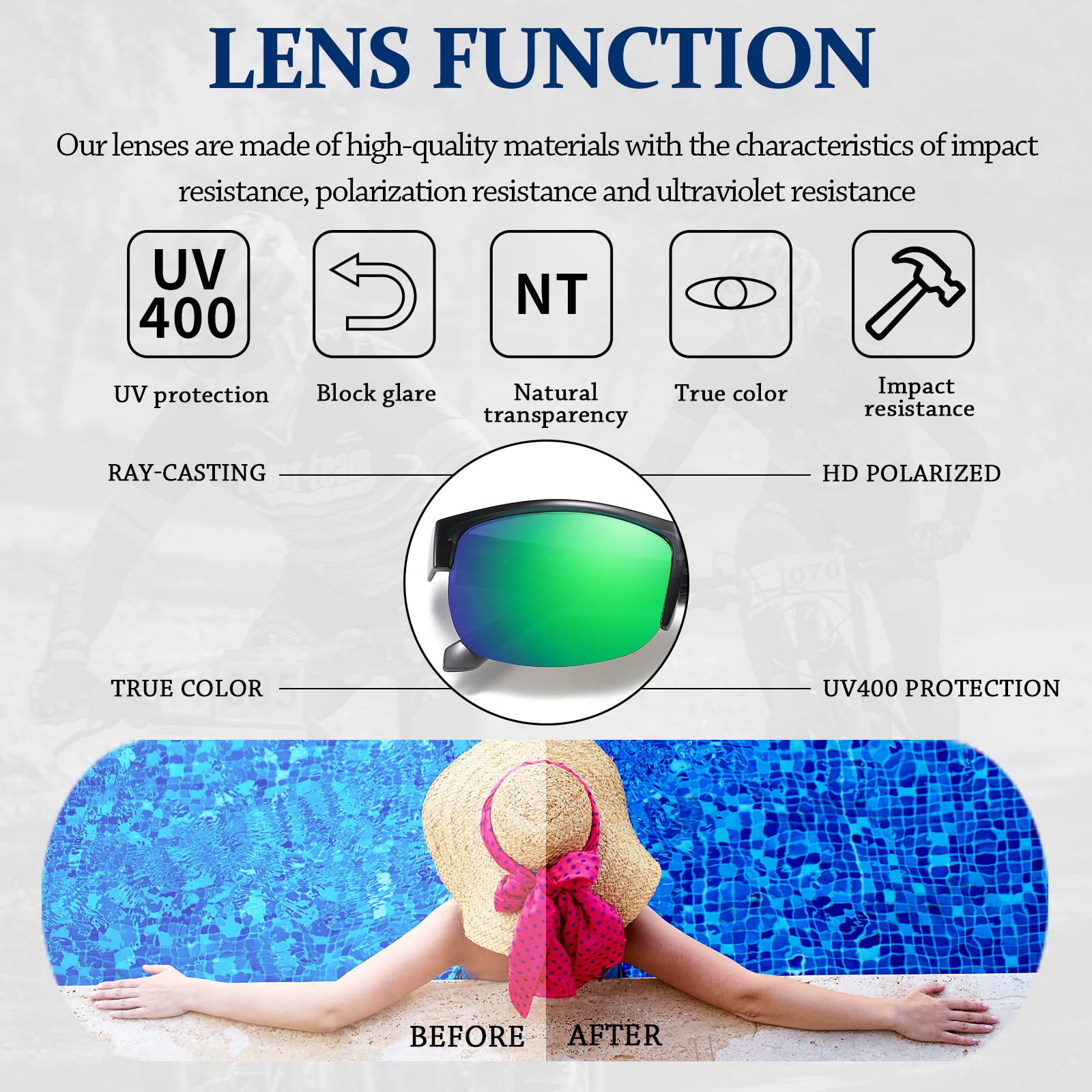 DUCO Fit Over Glasses Unisex Wraparound Glasses Fashion Rimless Wear Over Glasses Polarized Sunglasses for Men and Women 8960 - Image 6