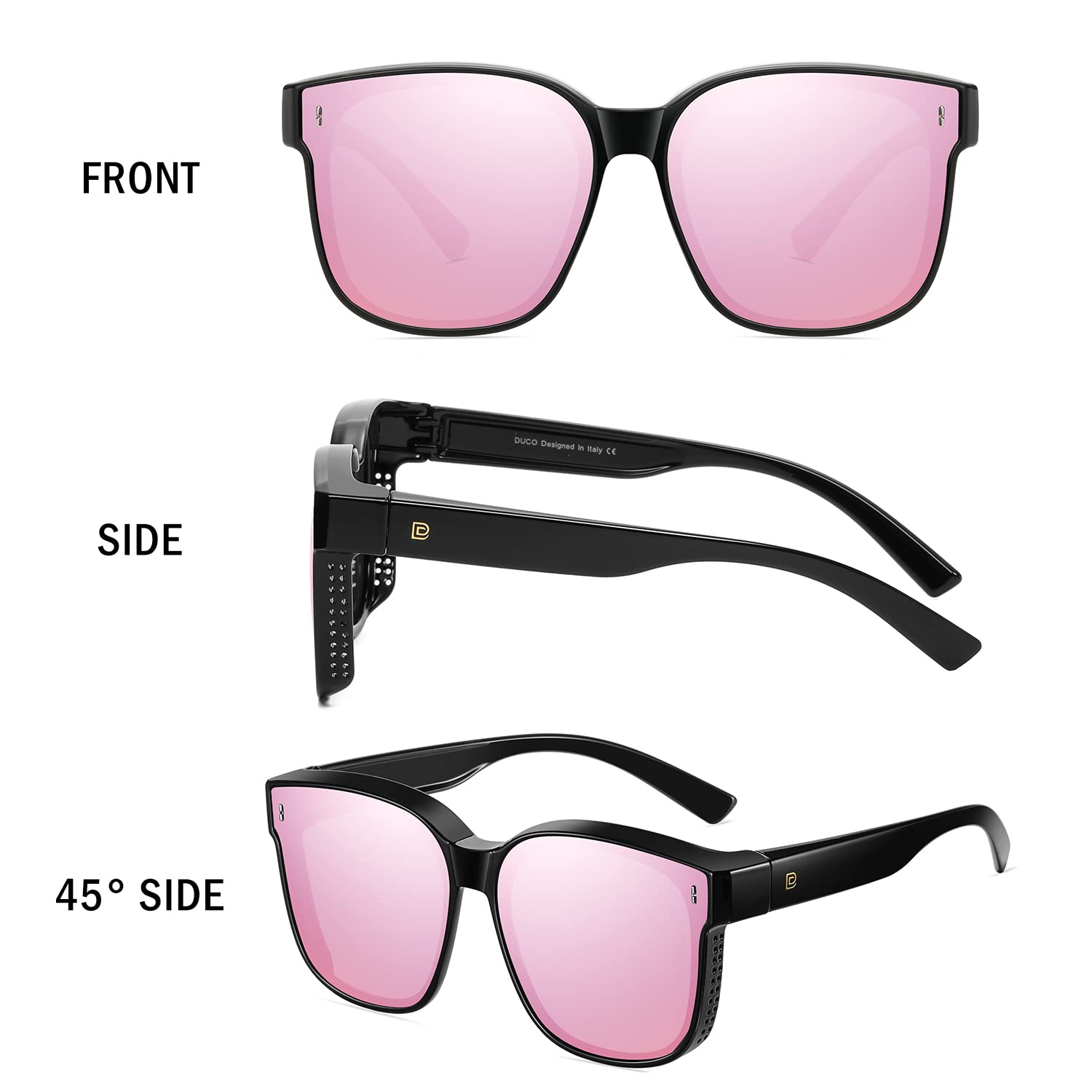 DUCO Fit Over Sunglasses for Men Women Wear Over Glasses Retro Wrap Around Polarized Sun Glasses UV400 Protection - Image 3