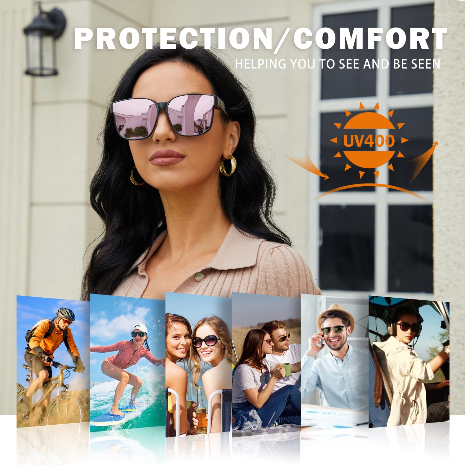 DUCO Fit Over Sunglasses for Men Women Wear Over Glasses Retro Wrap Around Polarized Sun Glasses UV400 Protection - Image 6