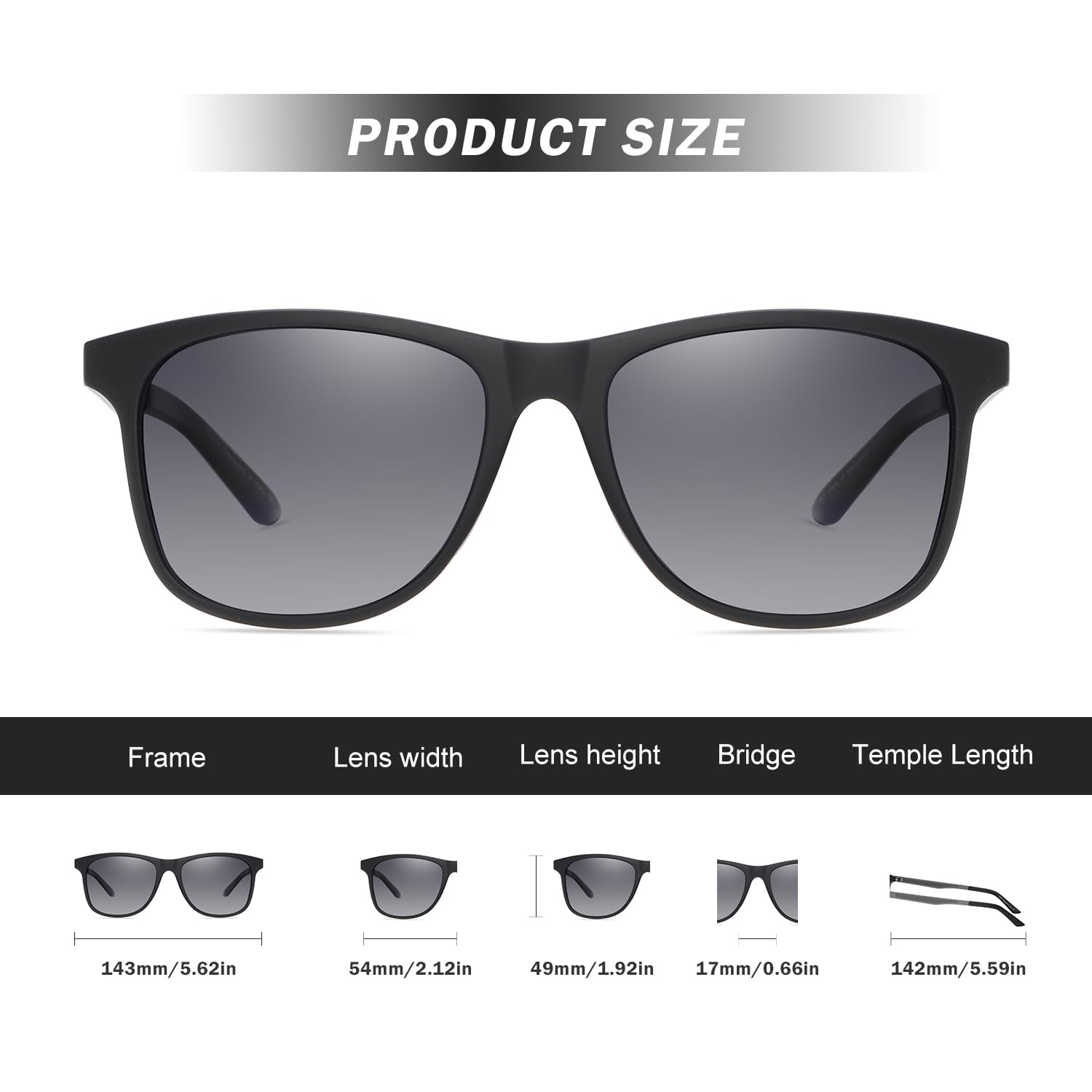 DUCO Men's or Women's Polarized Sunglasses with Gradient Lens for Cycling Running Driving 3030 - Image 3