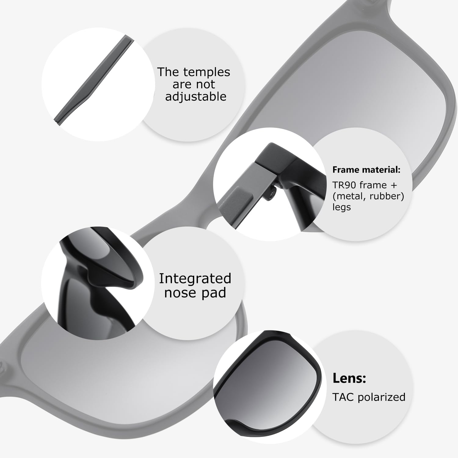 DUCO Men's or Women's Polarized Sunglasses with Gradient Lens for Cycling Running Driving 3030 - Image 4