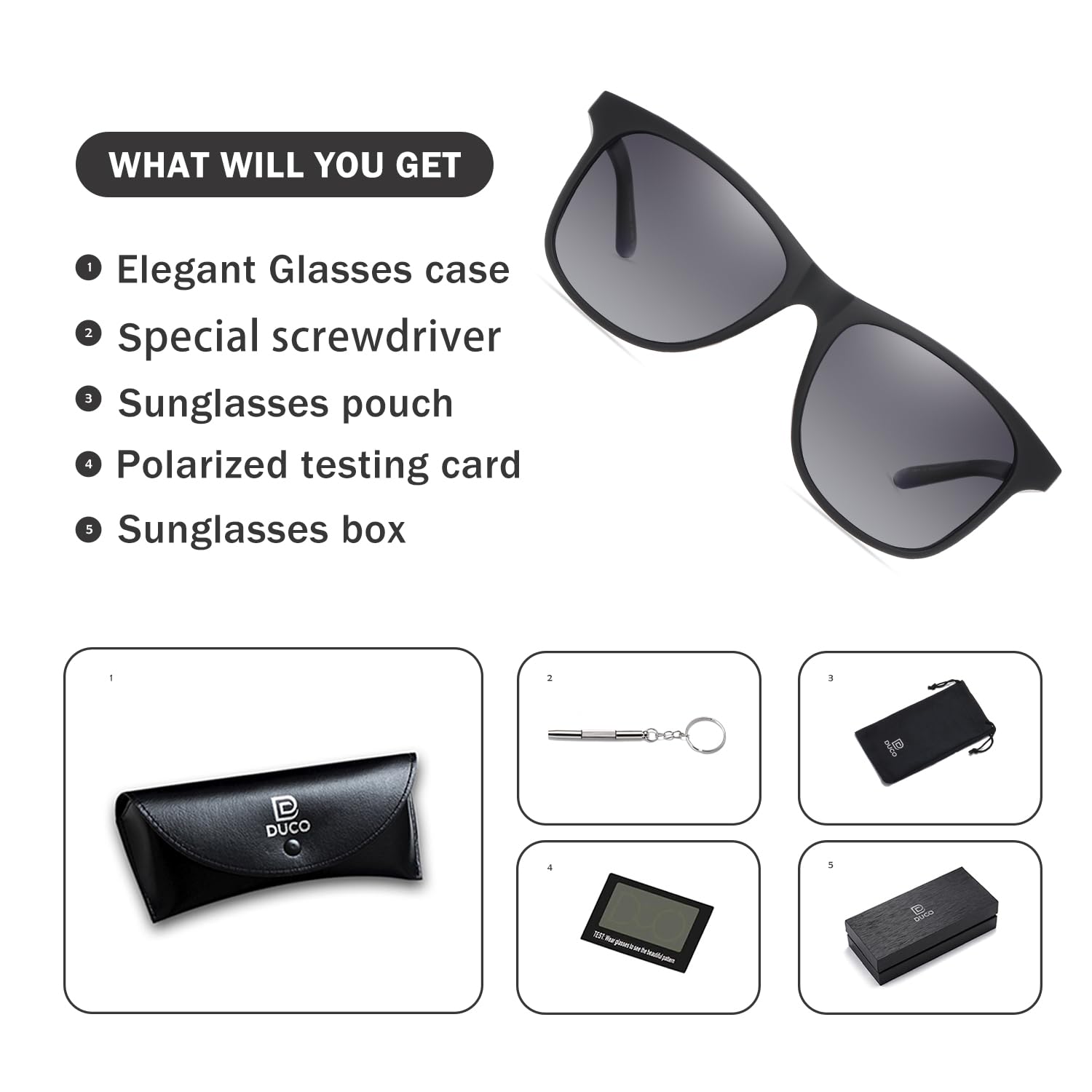 DUCO Men's or Women's Polarized Sunglasses with Gradient Lens for Cycling Running Driving 3030 - Image 6