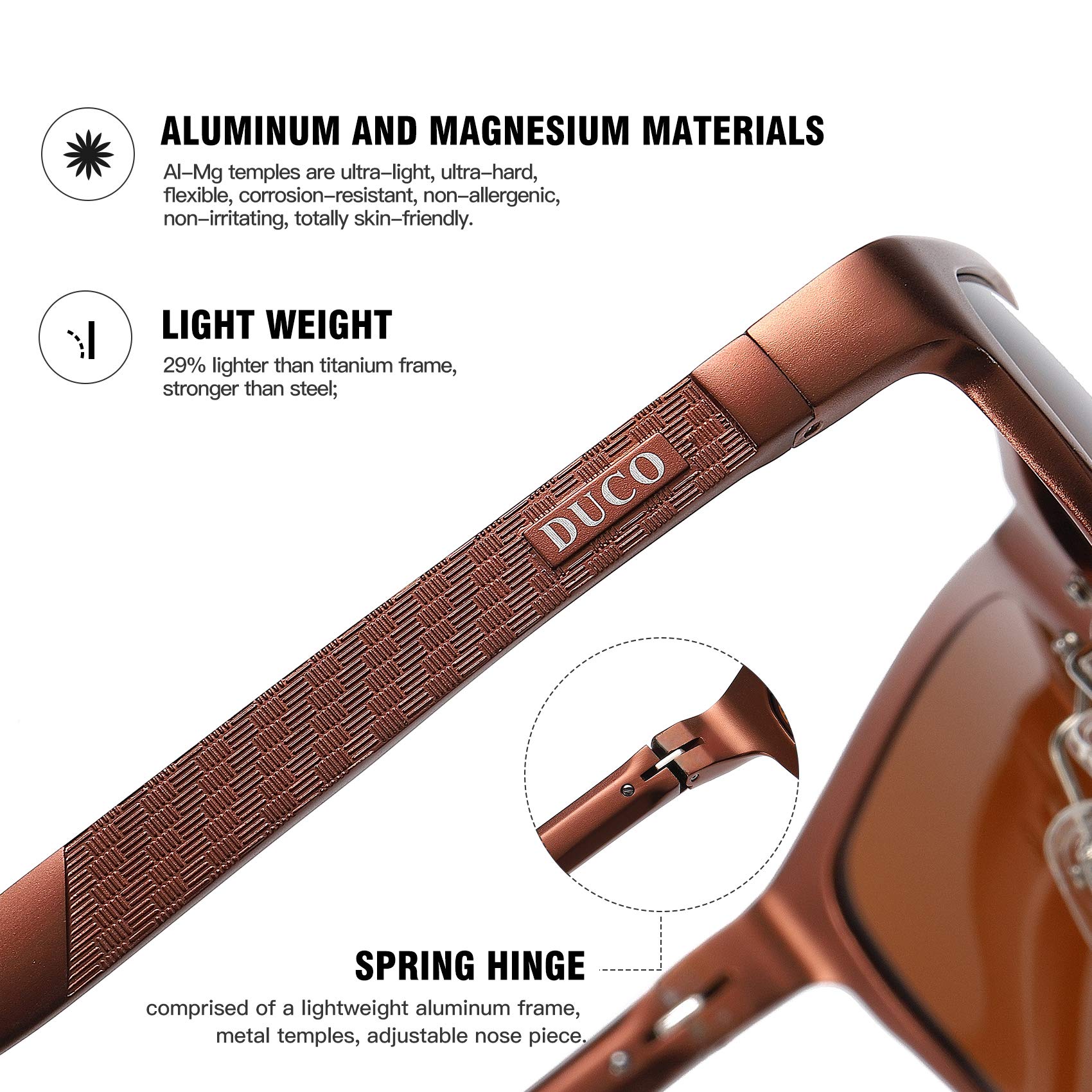 DUCO Men's Sports Polarized Al-Mg Metal Frame Sunglasses UV Protection Sunglasses for Men 8200 - Image 5