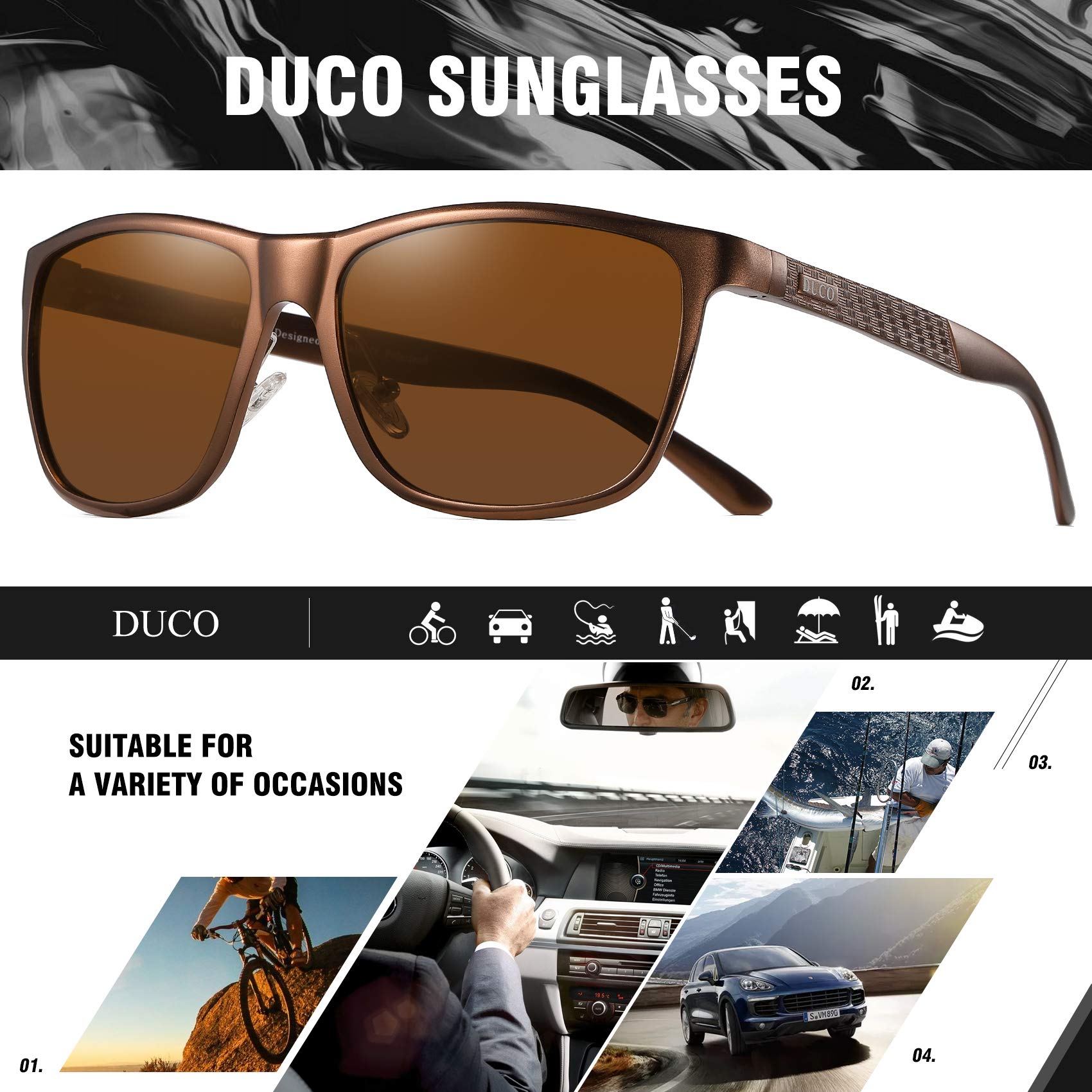 DUCO Men's Sports Polarized Al-Mg Metal Frame Sunglasses UV Protection Sunglasses for Men 8200 - Image 6