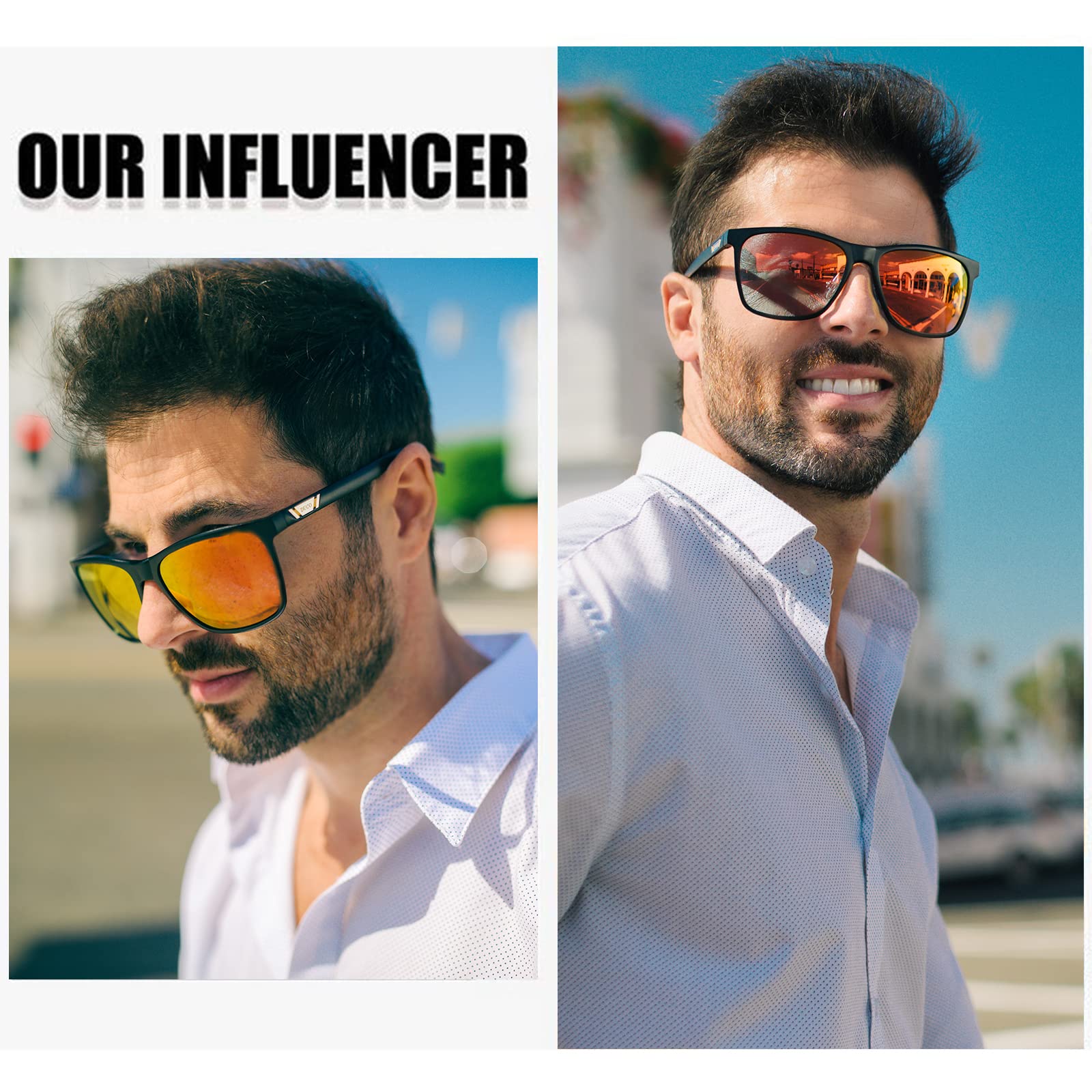 DUCO Mens Sunglasses Polarized UV Protection Retro Rectangular Frame Sun Glasses for Driving Fishing 100% UV Blocking 3029H - Image 3