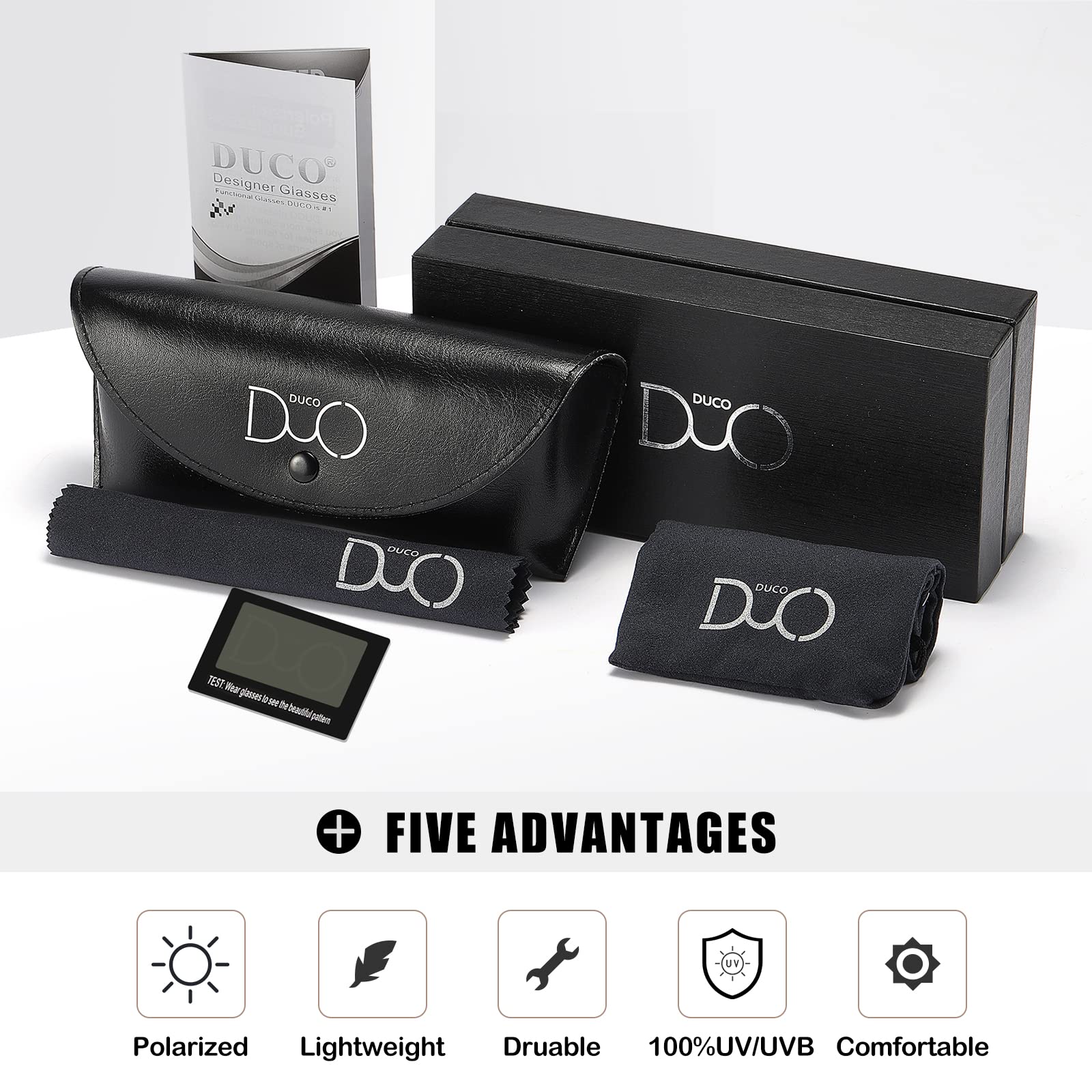 DUCO Mens Sunglasses Polarized UV Protection Retro Rectangular Frame Sun Glasses for Driving Fishing 100% UV Blocking 3029H - Image 6