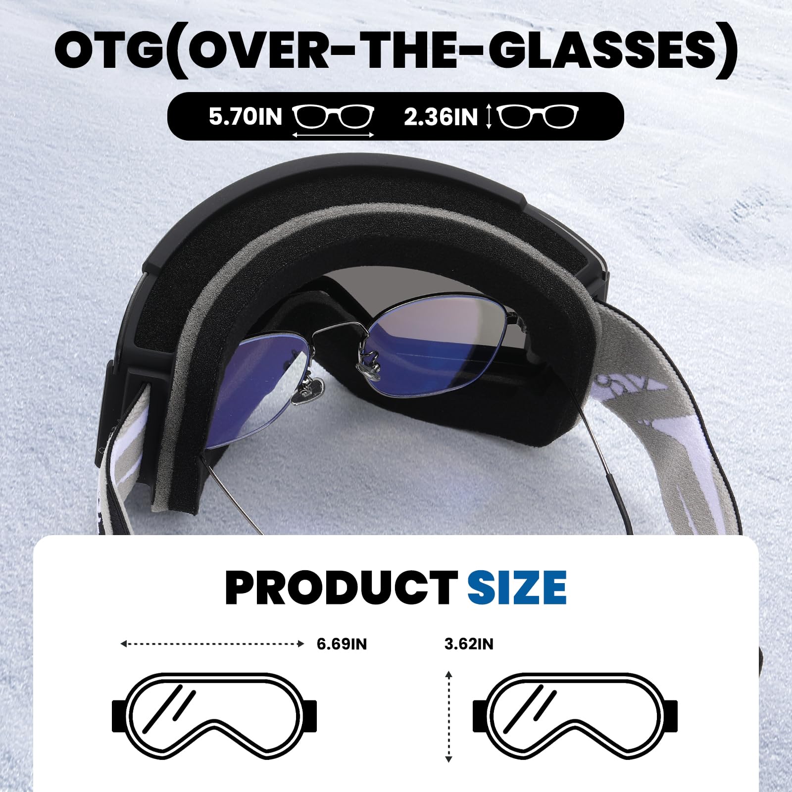 DUCO OTG Ski Goggles Over Glasses Ski/Snowboard Goggles for Men Women UV400 Protection Anti-Fog Skiing Snow Goggles DCS003 - Image 4