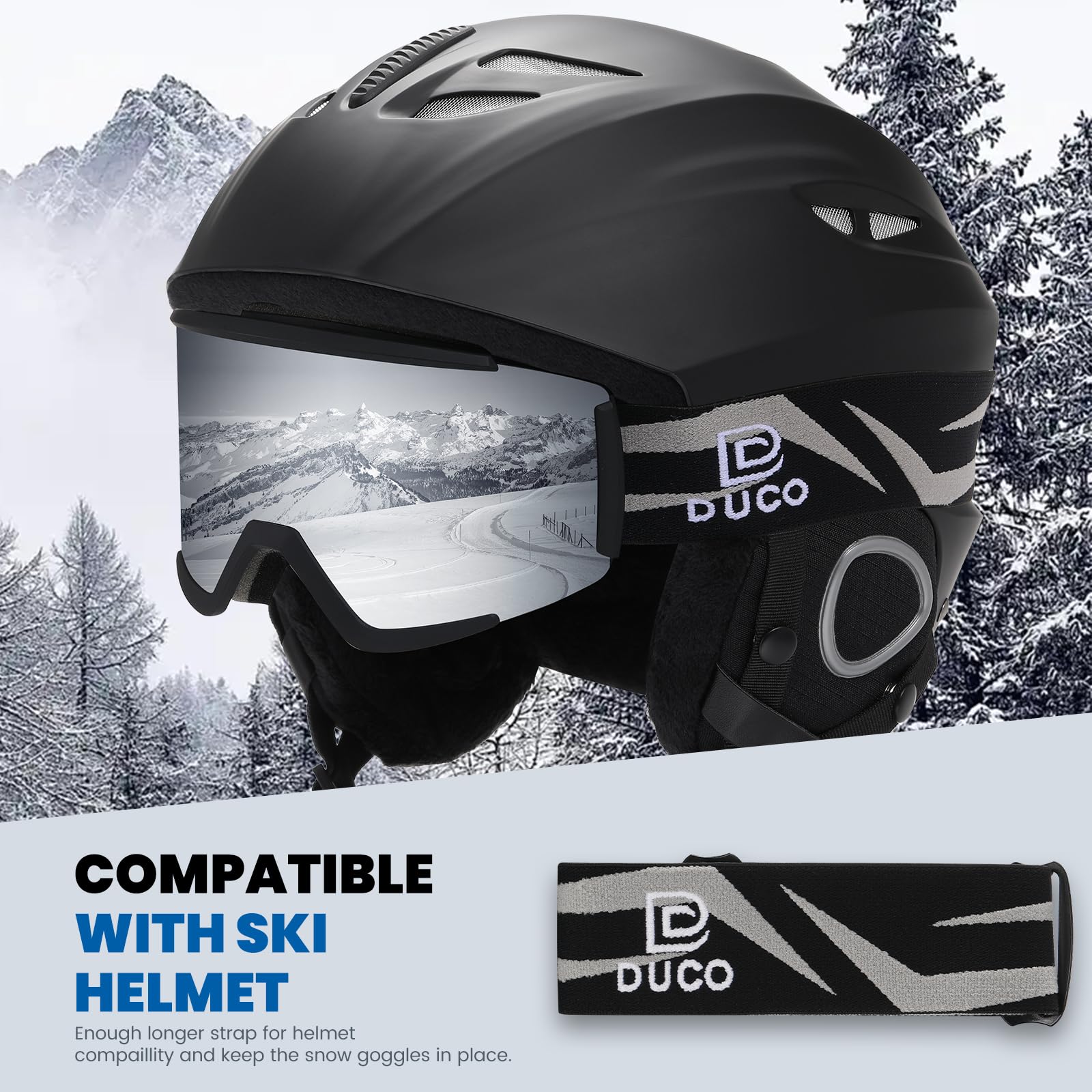 DUCO OTG Ski Goggles Over Glasses Ski/Snowboard Goggles for Men Women UV400 Protection Anti-Fog Skiing Snow Goggles DCS003 - Image 5