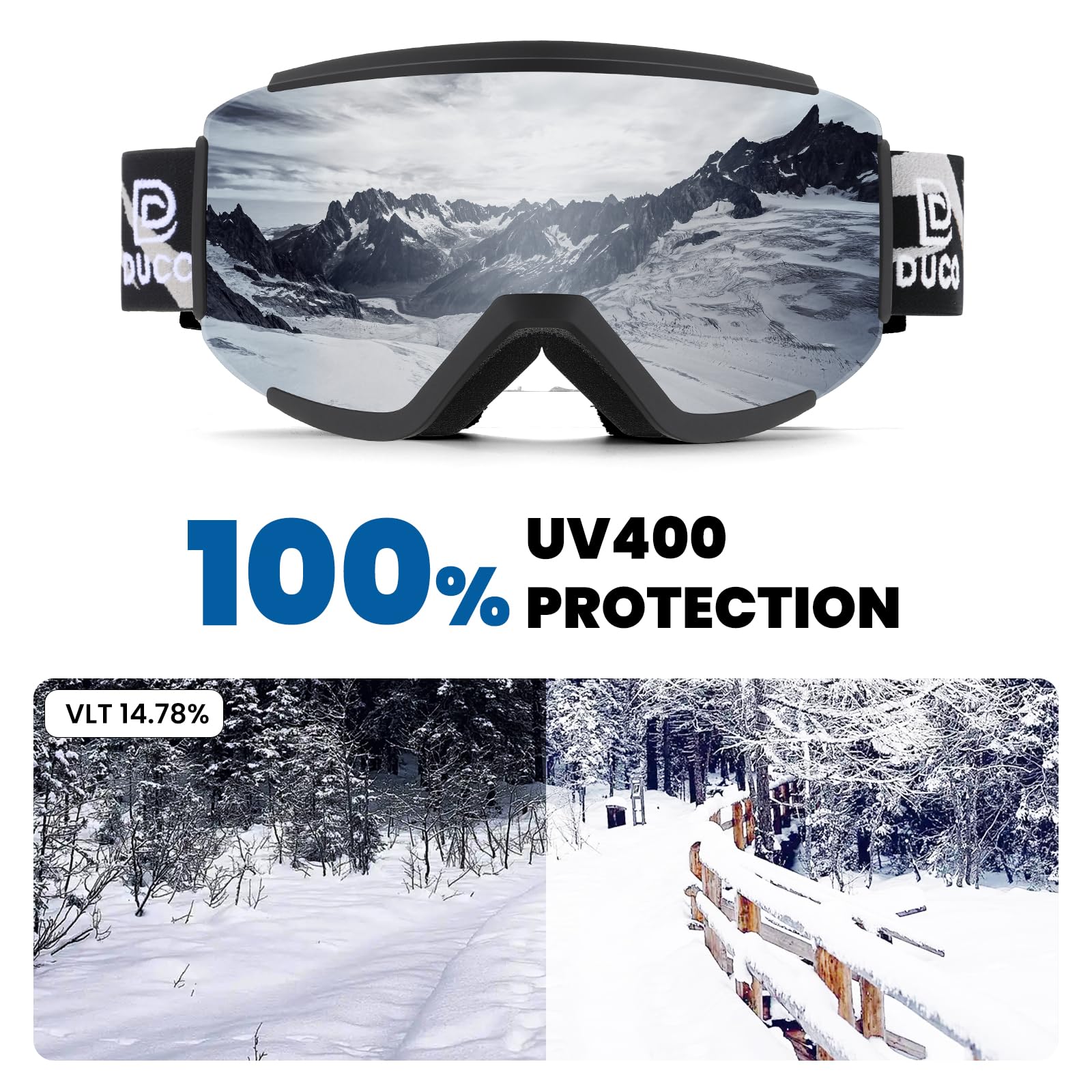 DUCO OTG Ski Goggles Over Glasses Ski/Snowboard Goggles for Men Women UV400 Protection Anti-Fog Skiing Snow Goggles DCS003 - Image 6