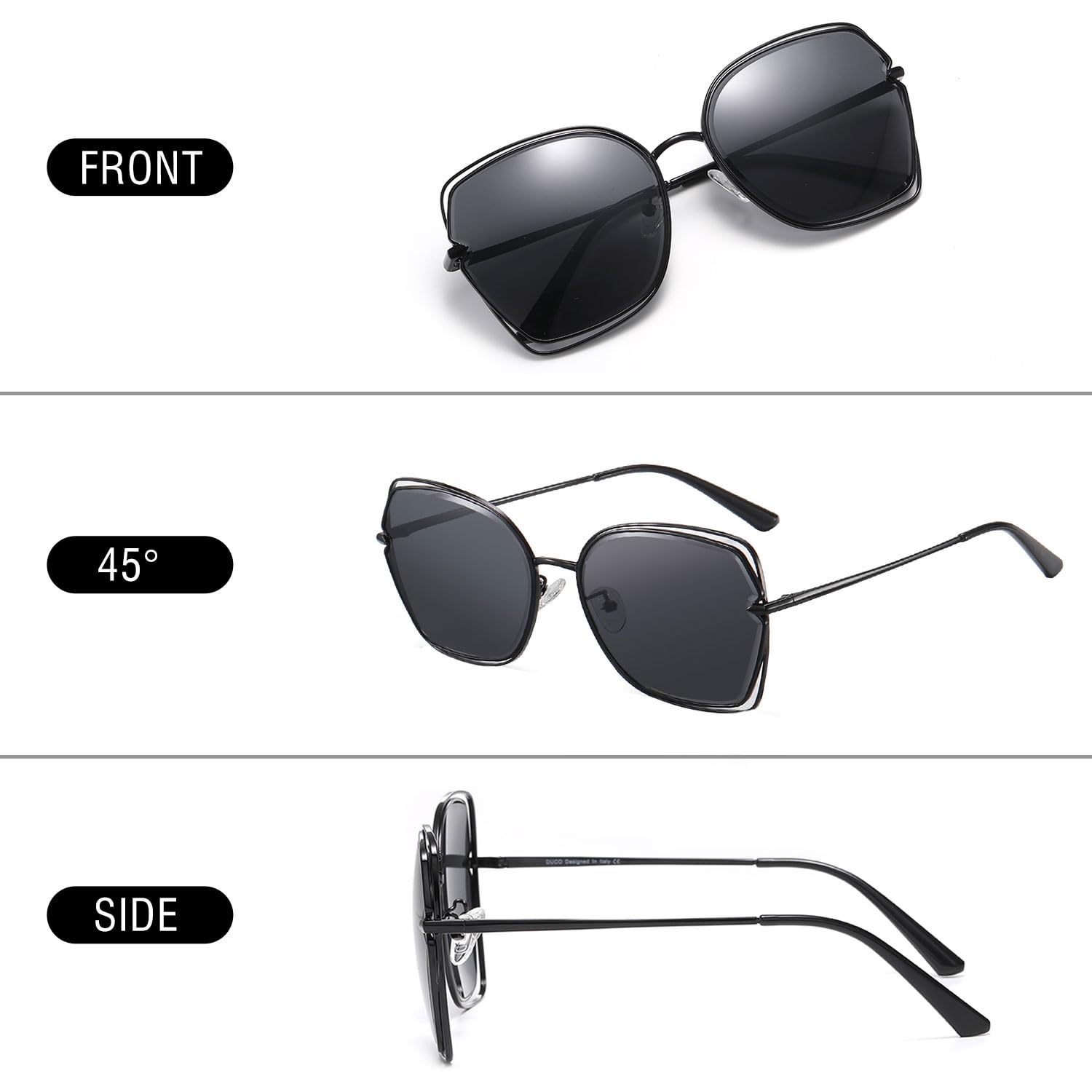 DUCO Oversized Fashion Sunglasses for Women Colorful UV Protection Lens Trendy Retro Designer Sunglasses DC1226 - Image 3