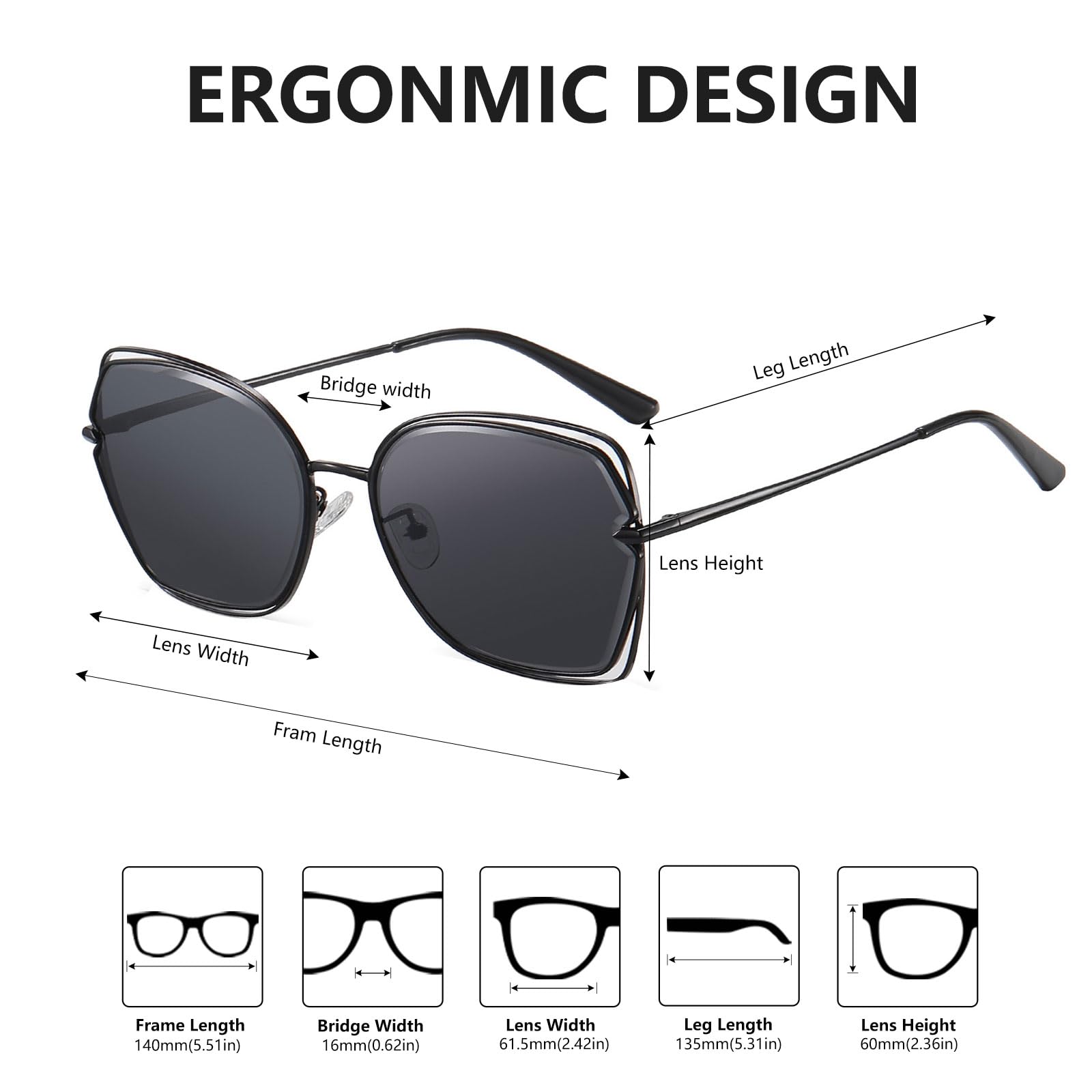 DUCO Oversized Fashion Sunglasses for Women Colorful UV Protection Lens Trendy Retro Designer Sunglasses DC1226 - Image 5