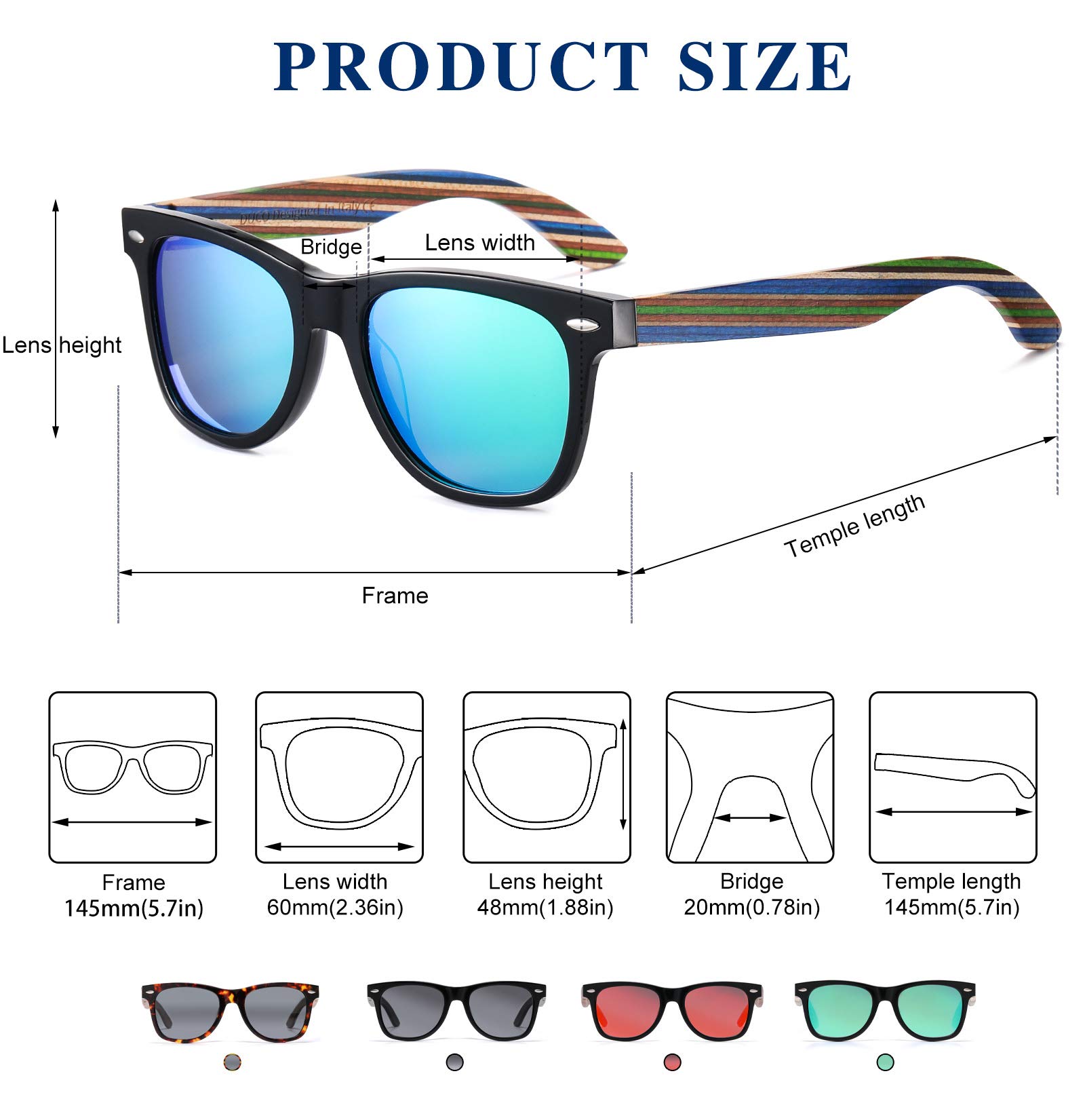 DUCO Polarized Driving Handmade Walnut Wooden 100% UV 400 Protection Sunglasses for Men 2141 - Image 4