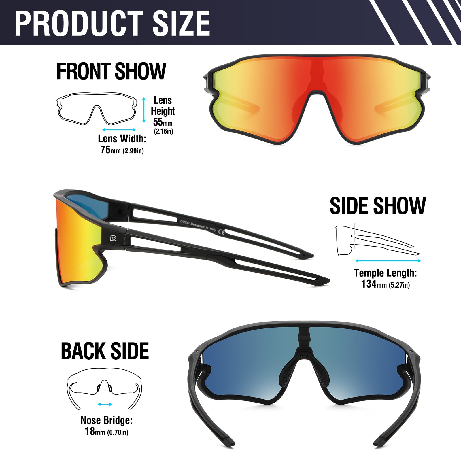 DUCO Polarized Sports Sunglasses Baseball Men Women Running Glasses UV400 Protection Cycling Softball Beach Volleyball DC0023 - Image 3