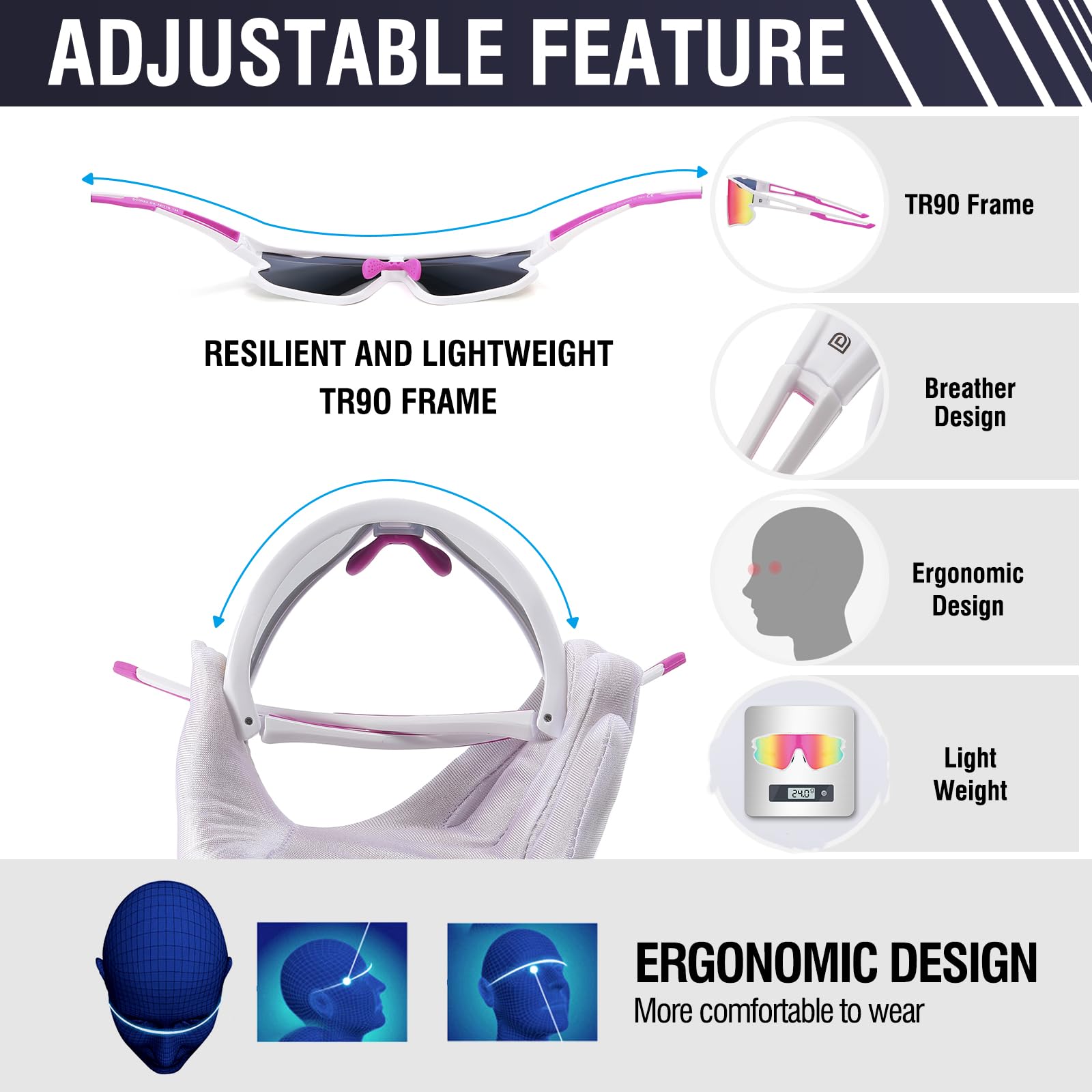 DUCO Polarized Sports Sunglasses Baseball Men Women Running Glasses UV400 Protection Cycling Softball Beach Volleyball DC0023 - Image 5