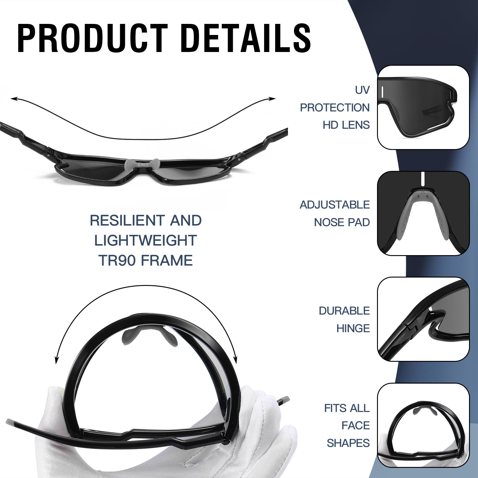 DUCO Polarized Sports Sunglasses for Men and Women Protection Ideal for Fishing Cycling and Running Mountain Biking DC0046 - Image 3