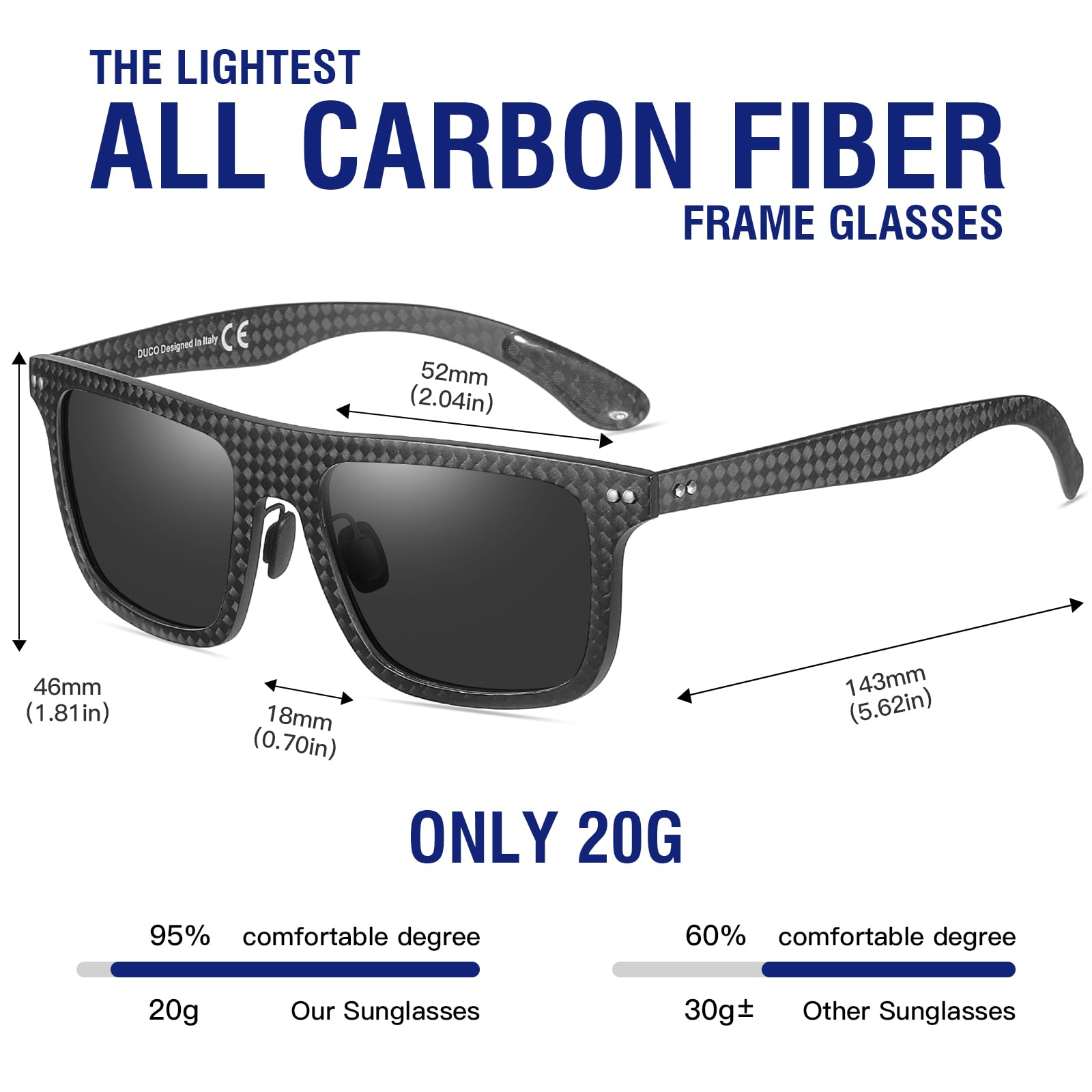 DUCO Polarized Sunglasses for Men Sun glasses All Carbon Fiber Frame 100% UV Protection for Driving Running Fishing DC8325 - Image 4