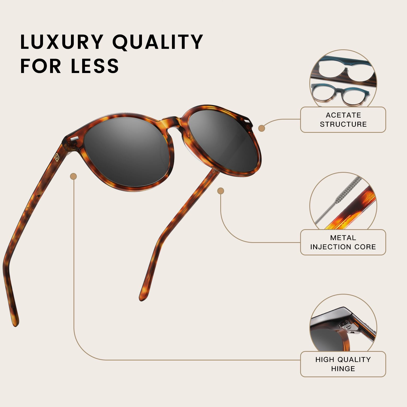 DUCO Polarized Sunglasses for Women Retro Round Women's Sunglasses Classic Vintage UV400 Shades DC1230 - Image 4