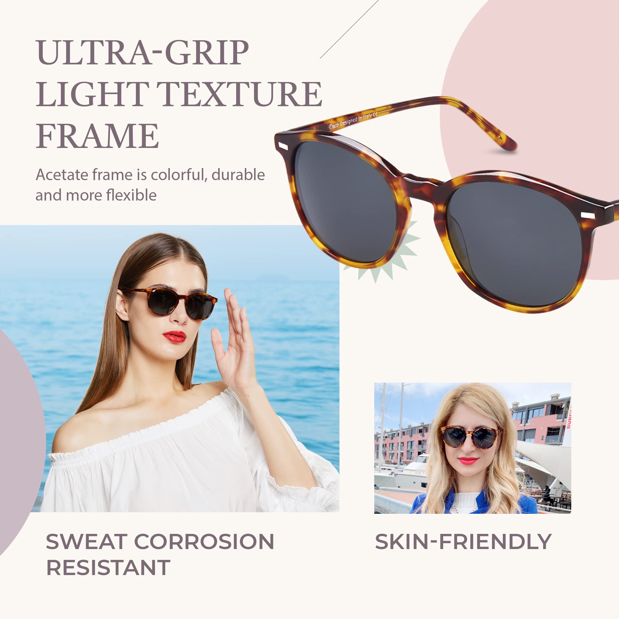 DUCO Polarized Sunglasses for Women Retro Round Women's Sunglasses Classic Vintage UV400 Shades DC1230 - Image 5