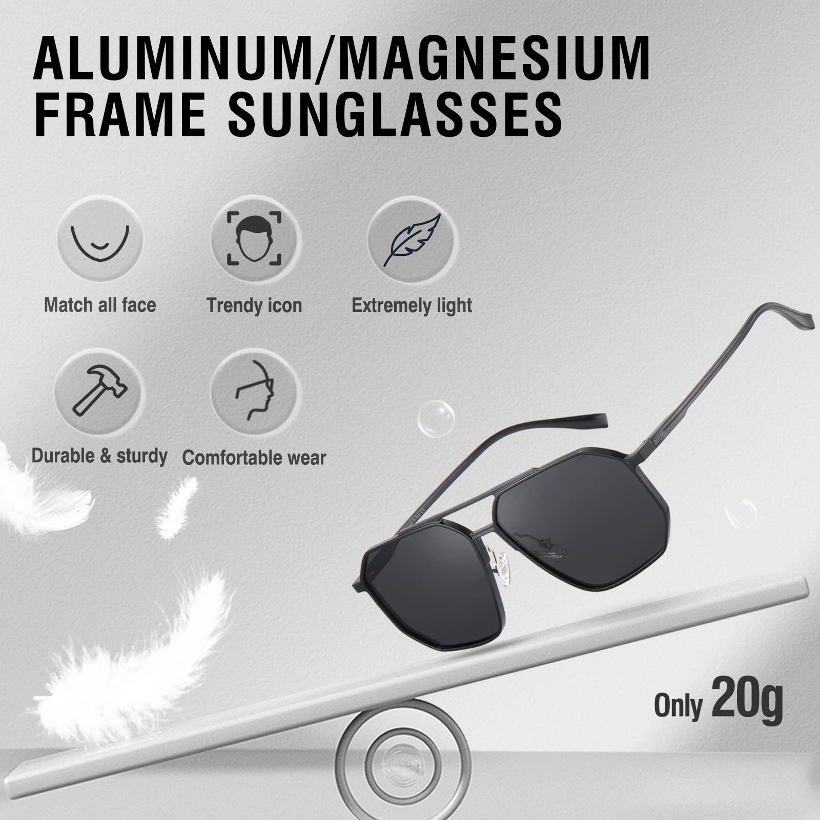 DUCO Polarized Sunglasses Men Women Retro Classic Square Sun Glasses Oversized Vintage Metal Frame Trendy Shades DC3032 - Image 5