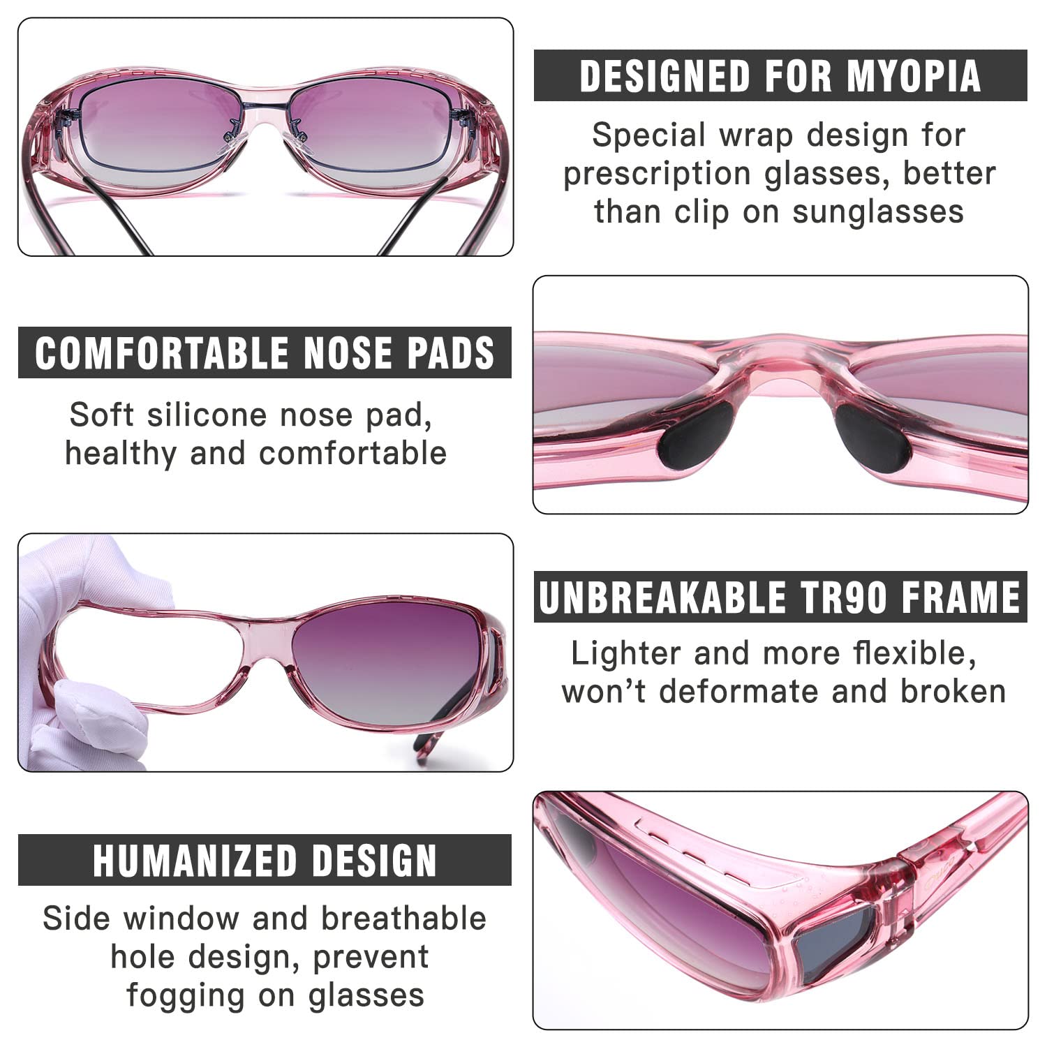 DUCO Polarized Wraparound Fitover Glasses Wear Over Sunglasses for Men Women UV Protection Sun Glasses 8953 - Image 3