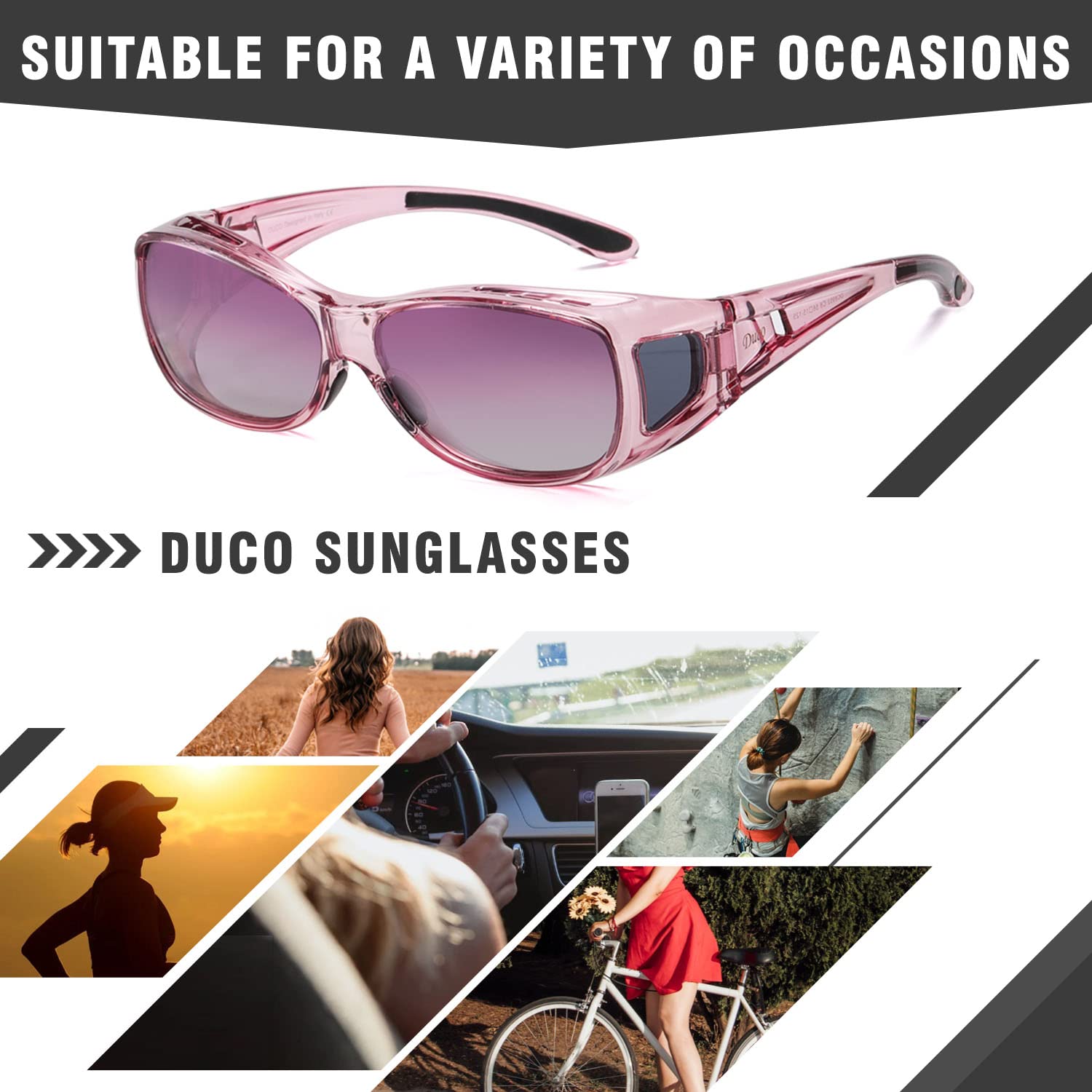 DUCO Polarized Wraparound Fitover Glasses Wear Over Sunglasses for Men Women UV Protection Sun Glasses 8953 - Image 6